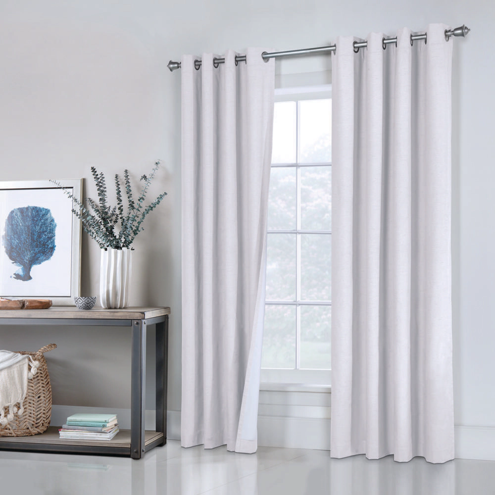 Thermaplus Ventura Blackout Grommet Curtain Panel Pair Frame Windows with Subtle Slub Textured Motif 78" x 84" White