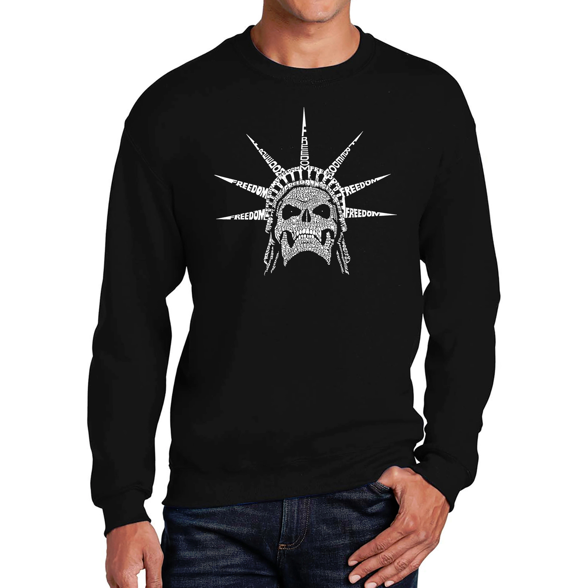 LA Pop Art Freedom Skull - Mens Word Crew Sweatshirt