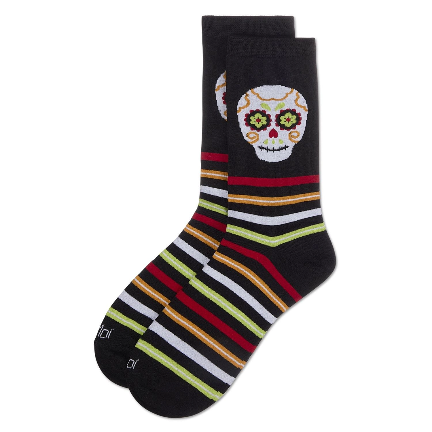 MeMoi Women's Striped Skull Rayon From Bamboo Crew Socks
