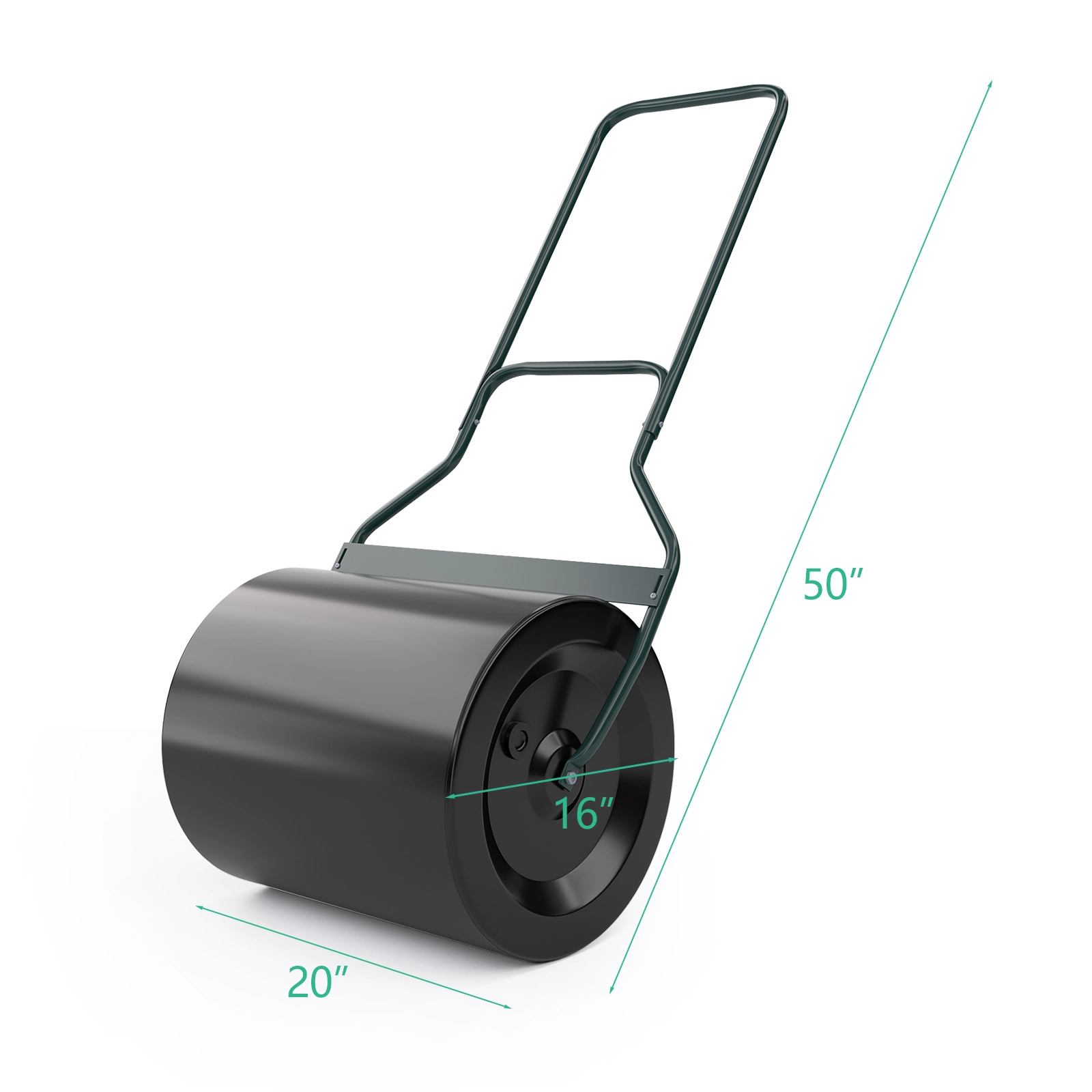 SUGIFT 16-gal Steel Lawn Roller with U-Shaped Handle and 155-lb Water Filled Weight for Garden Backyard
