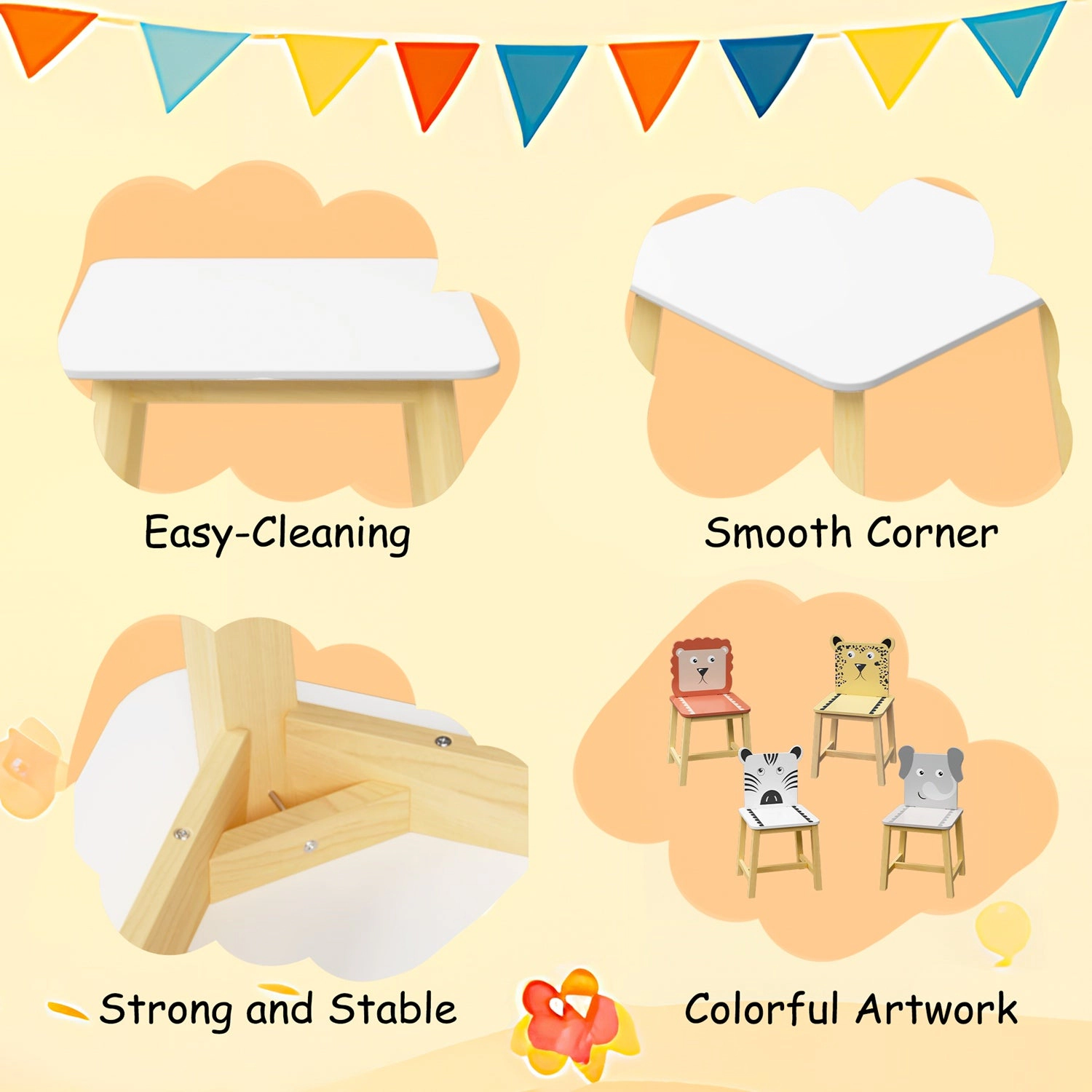 GBruno Animal-Themed Kids Table And 4 Chair Set