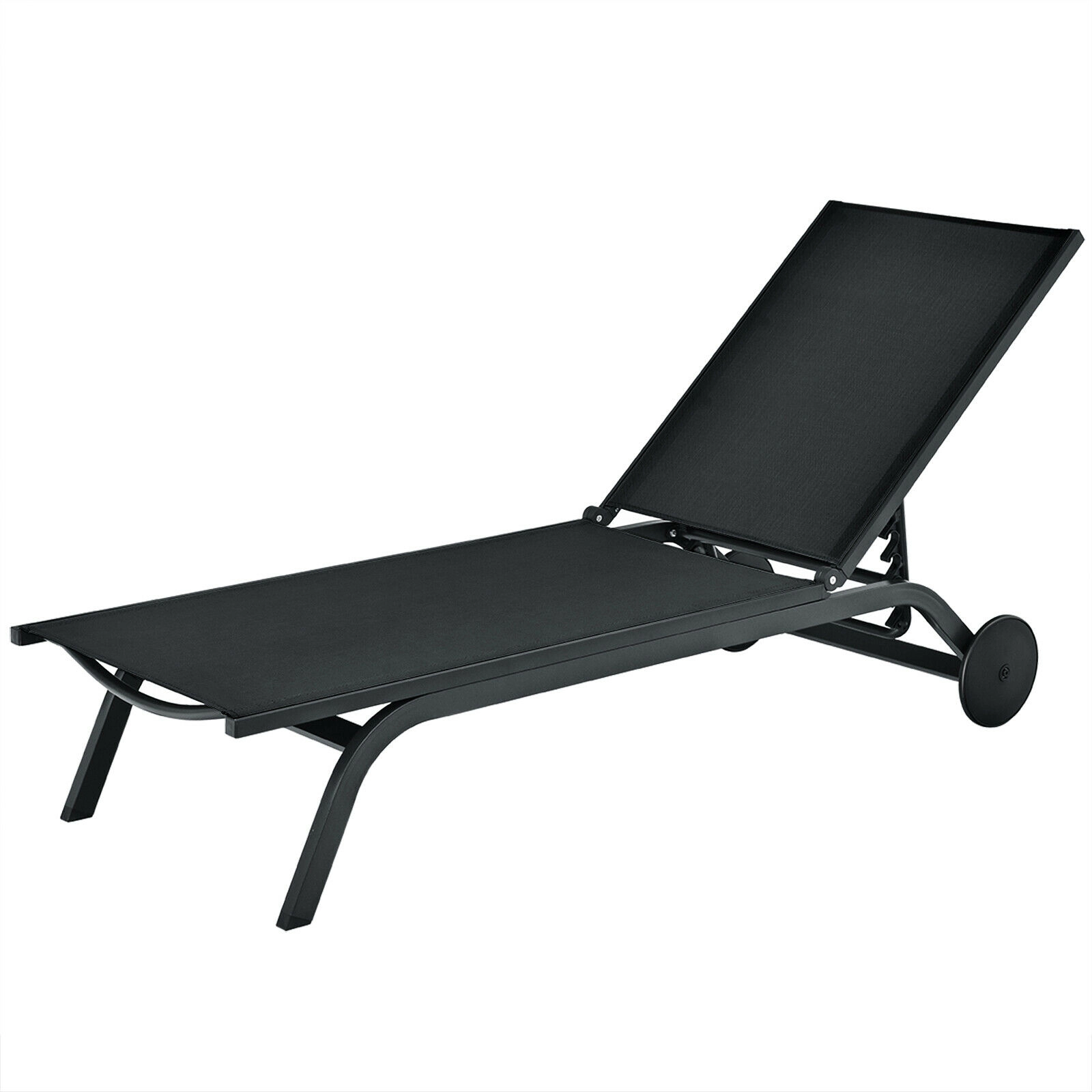 SUGIFT Adjustable Aluminum Fabric Outdoor Patio Lounge Chair 76-in Long 330-lb Capacity 6-Position Backrest Black Brown