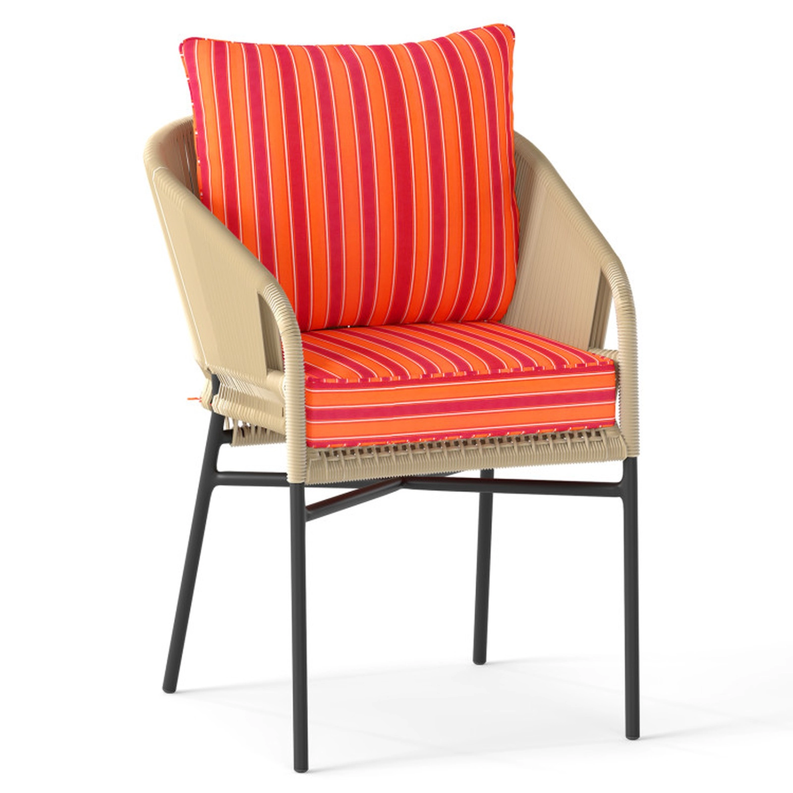 SUGIFT Orange Deep Seat Outdoor Patio Chair Cushion Set with Back Pad and Rope Belts 25-in W 25-in D 5-in H