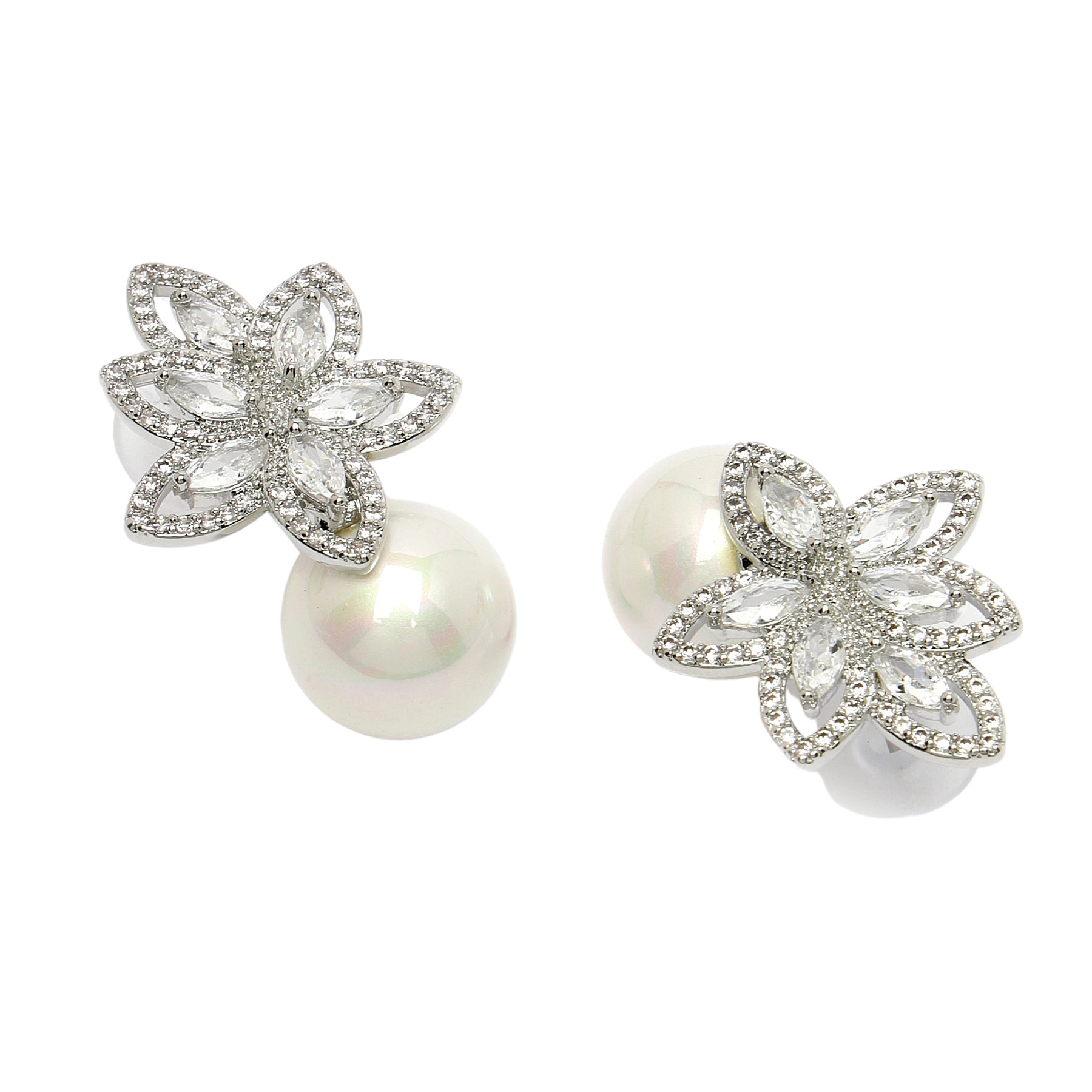 AGP PARIS Womens Diva Collection Cubic Zirconia Petal Shaped Drop Earrings