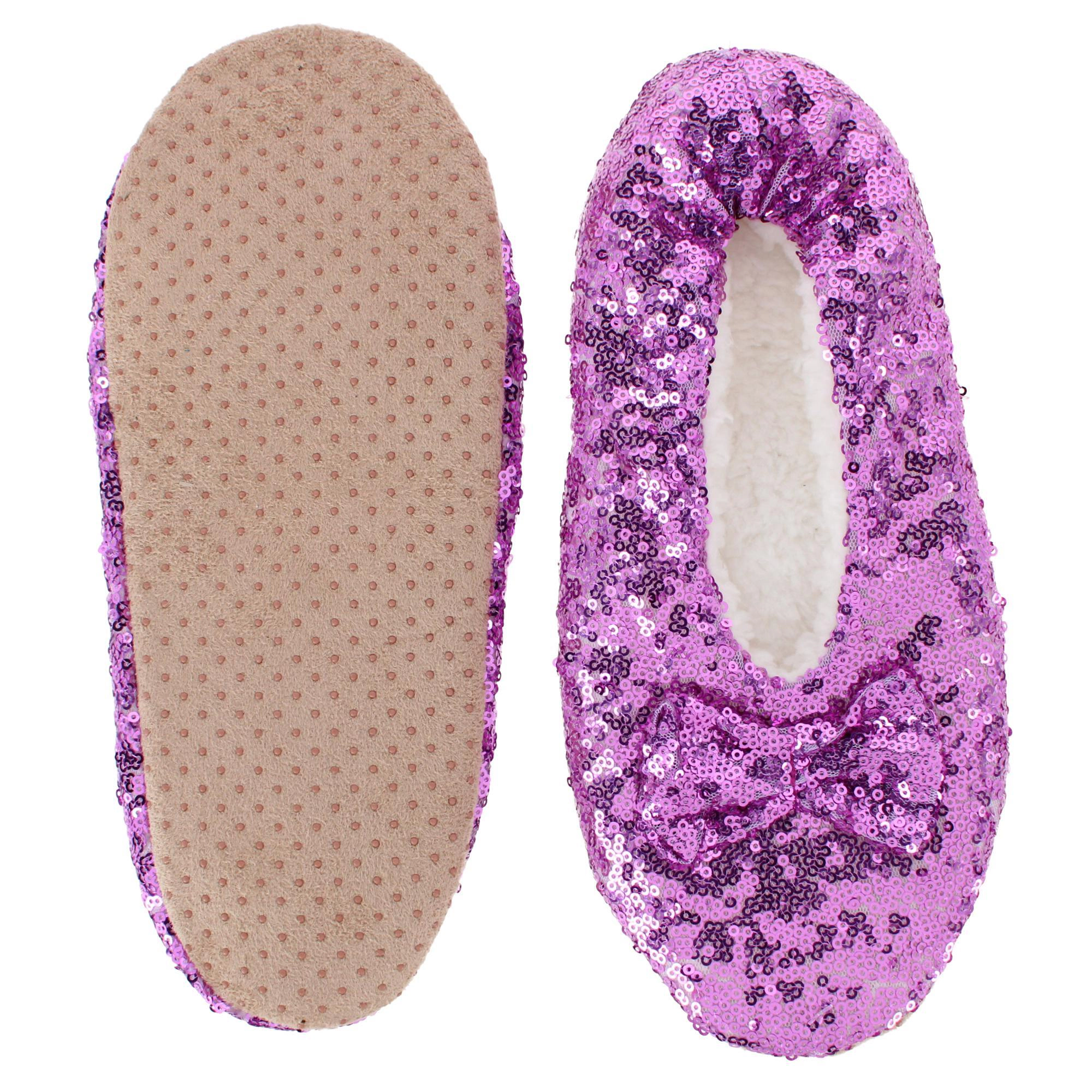 Alotta Knits Women's Sequins Ballerina Slippers with Sherpa Fleece Lining