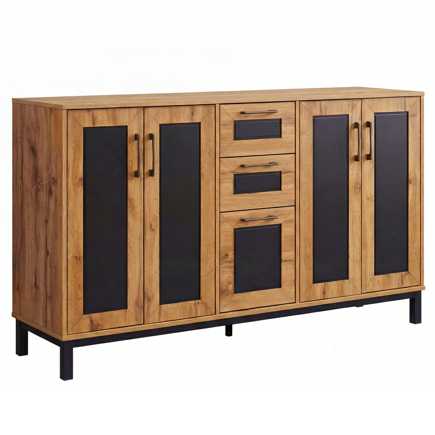 LJG 63" Sideboard Buffet Cabinet with 3 Drawers and Storage Shelves