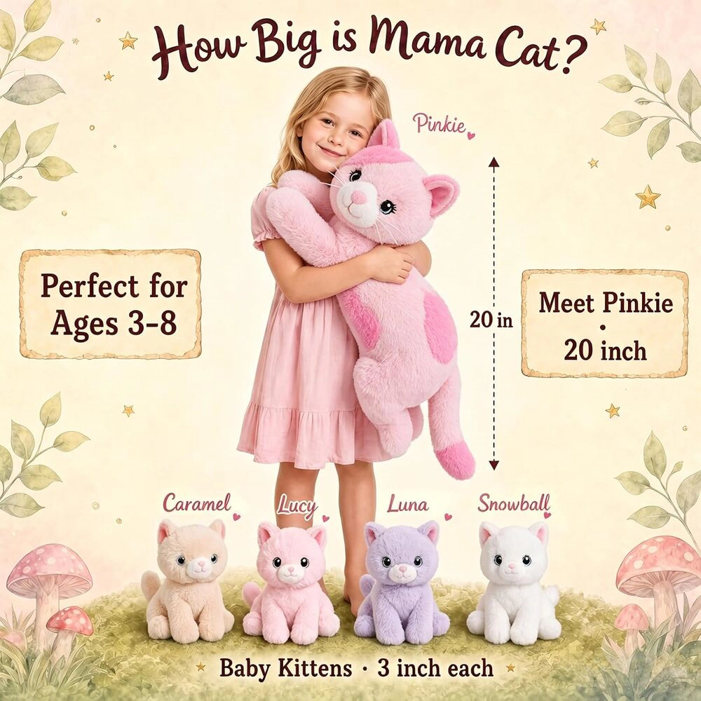 Radiant Essence Unisex Cotton Mommy Cat Plush Set
