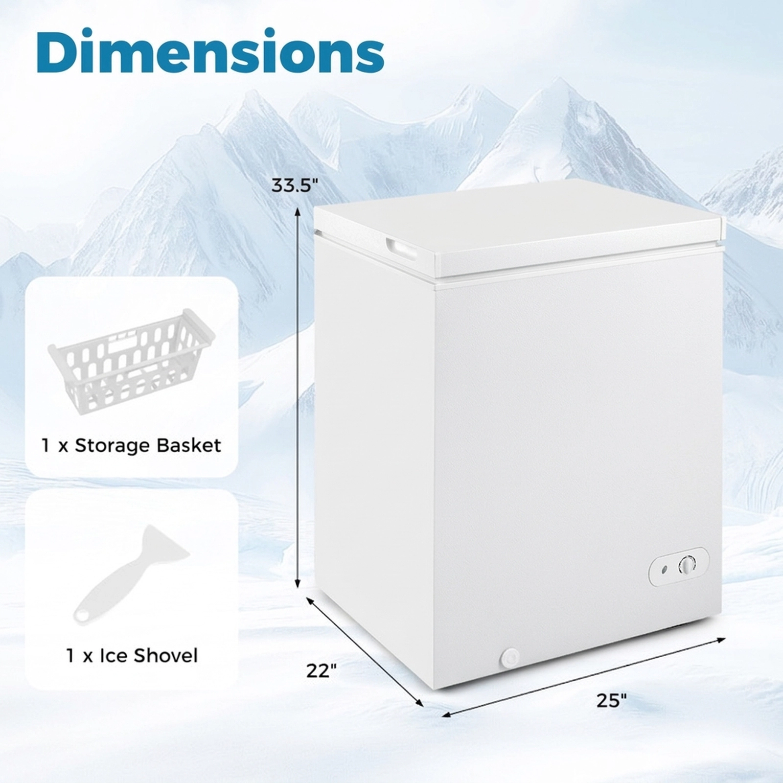 SUGIFT 5-cu ft White Compact Chest Freezer with 7-Gear Adjustable Temperature and Removable Basket