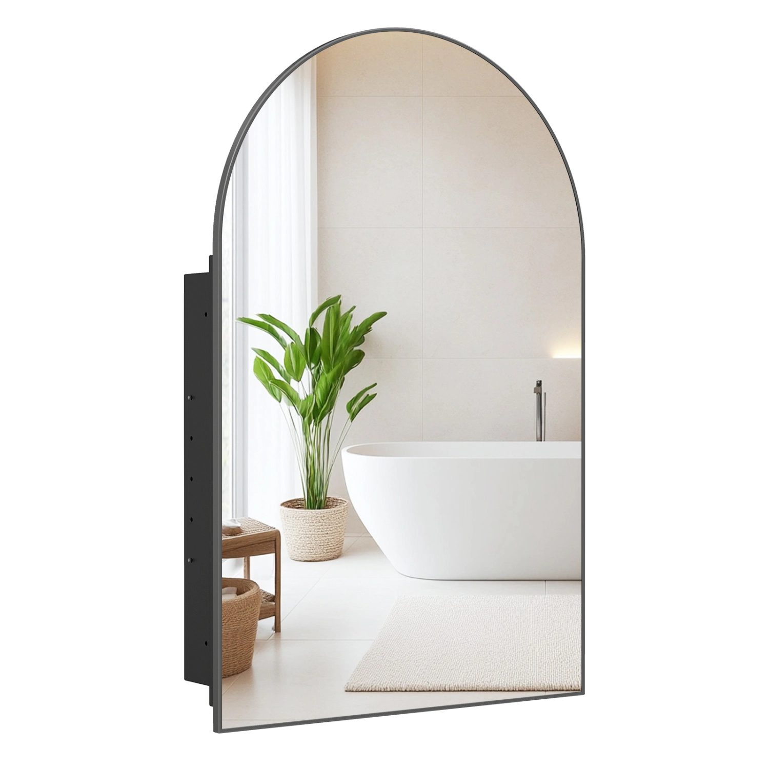 Slickblue Black Recessed Medicine Cabinet with Mirror and Adjustable Storage Shelves
