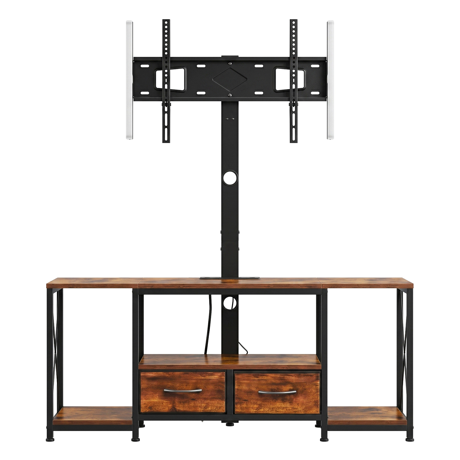 HONGGE TV Stand Console with Power Outlet for 32-75 Inch TVs, Height Adjustable Entertainment Center with Storage
