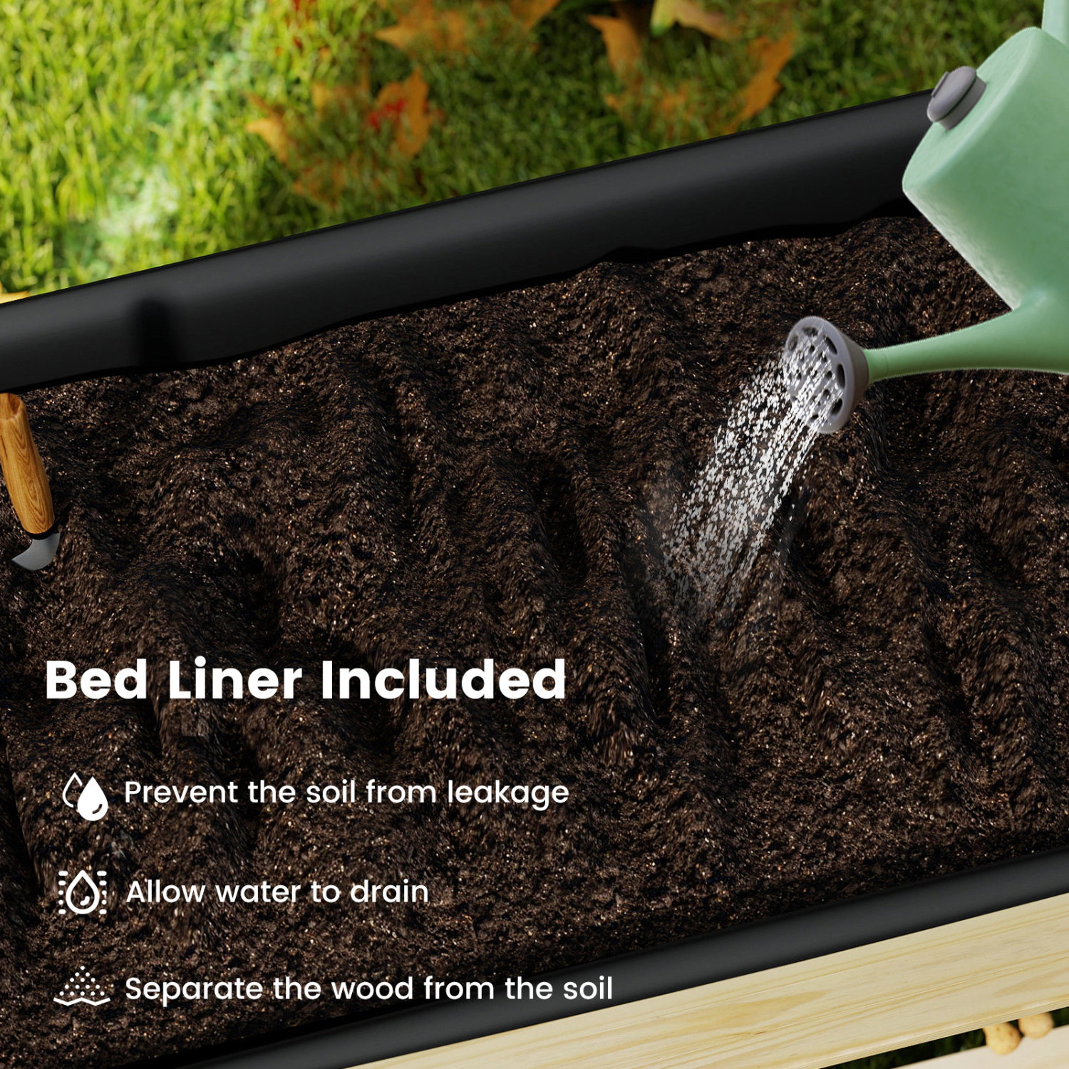 SlickBlue Unisex Rolling Wooden Raised Garden Bed Planter Box