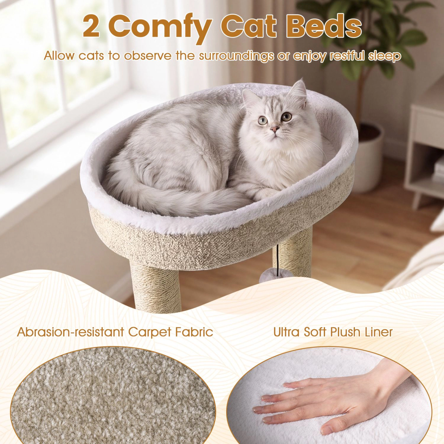 SlickBlue 36-Inch Multi-Level Plush Cat Tree
