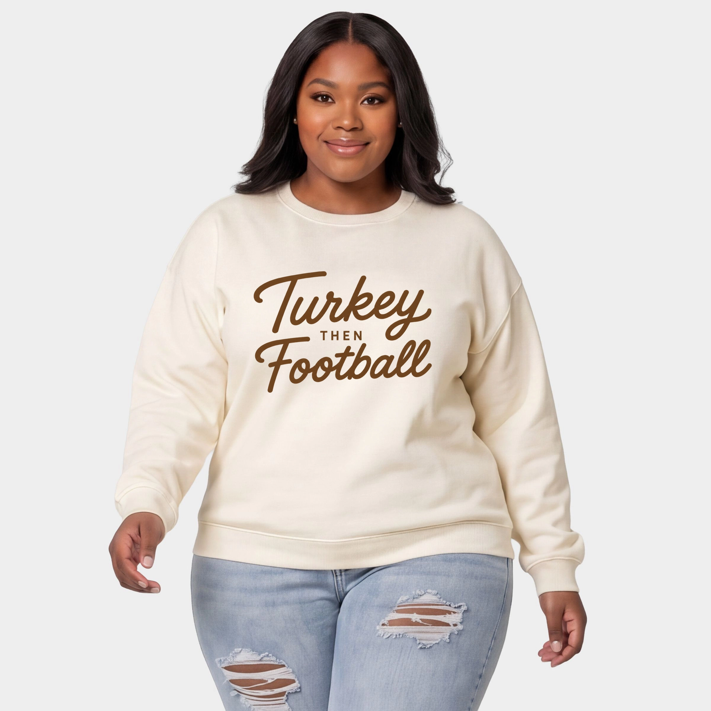 Simply Sage Market - Women's Plus Sized Graphic Sweatshirt Turkey Then Football