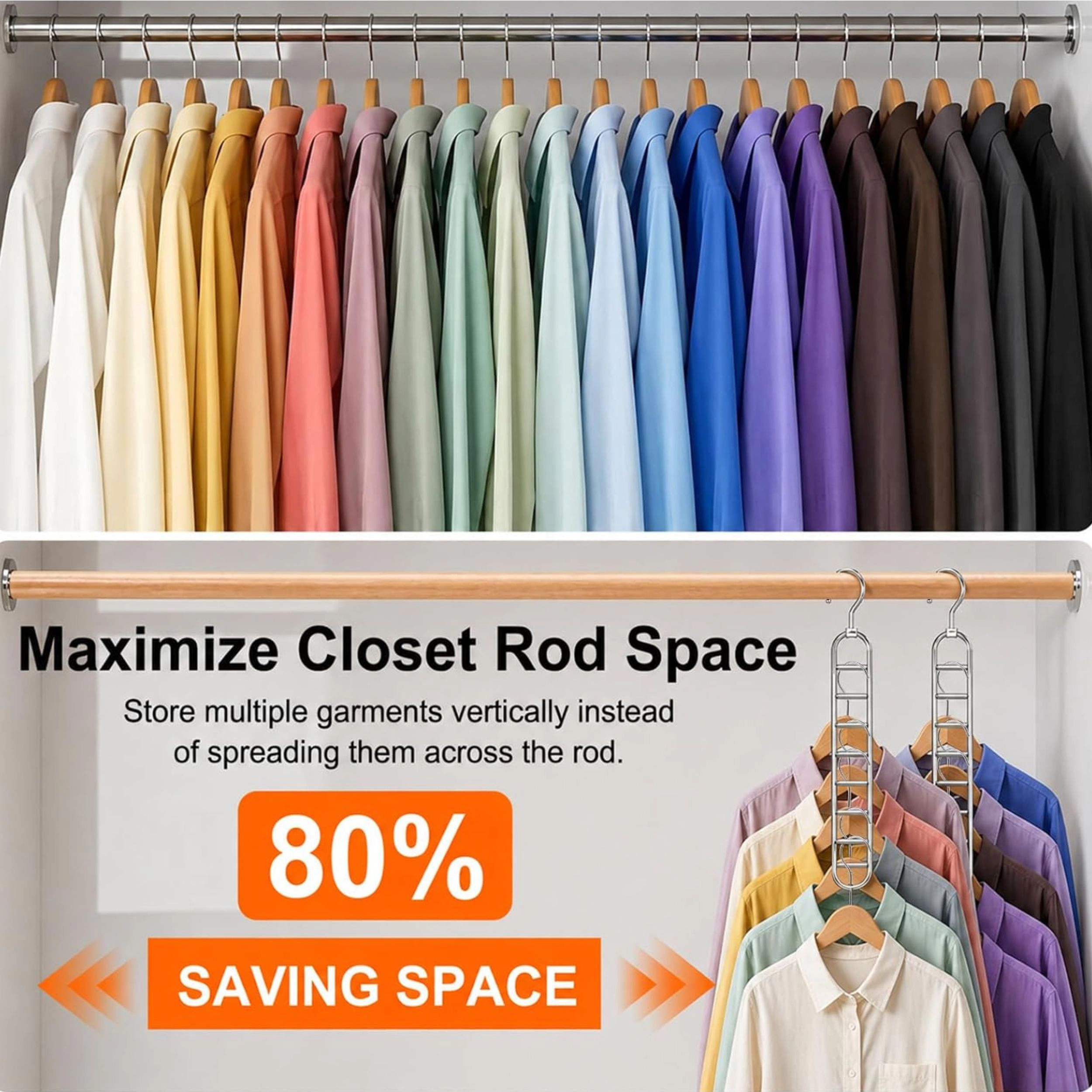 Stock Preferred Pack of 4 36 Hole Heavy Duty Cascading Space Saving Closet Hangers