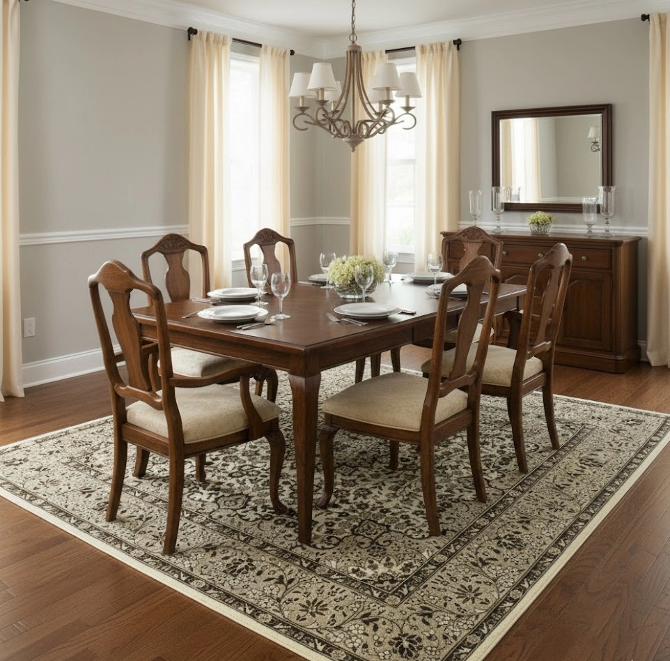 Magic Rugs 6'3 X 6'2 Hand Knotted Cream Floral Kirman Wool Square Rug