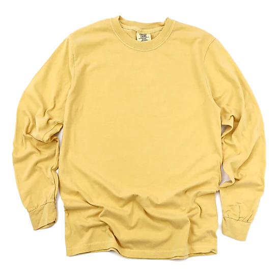 Simply Sage Market - Women's Garment Dyed Long Sleeve Graphic T-Shirt - Cozy Season Curved Varsity Stack