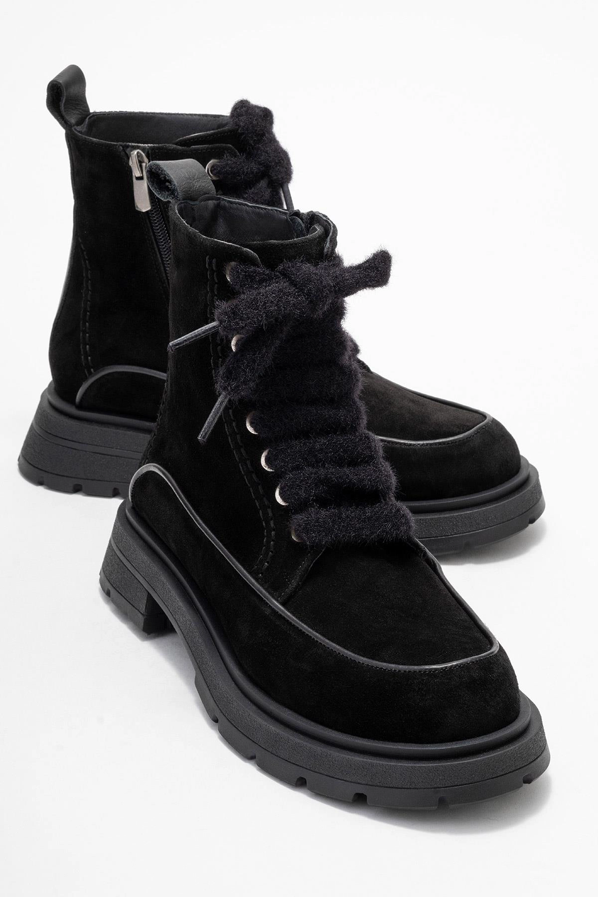 Forever & Always Womens Mina Leather Combat Boots