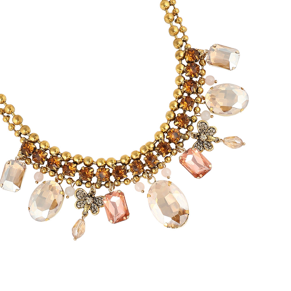 SOHI Women's Gold Plated Crystal Statement Necklace
