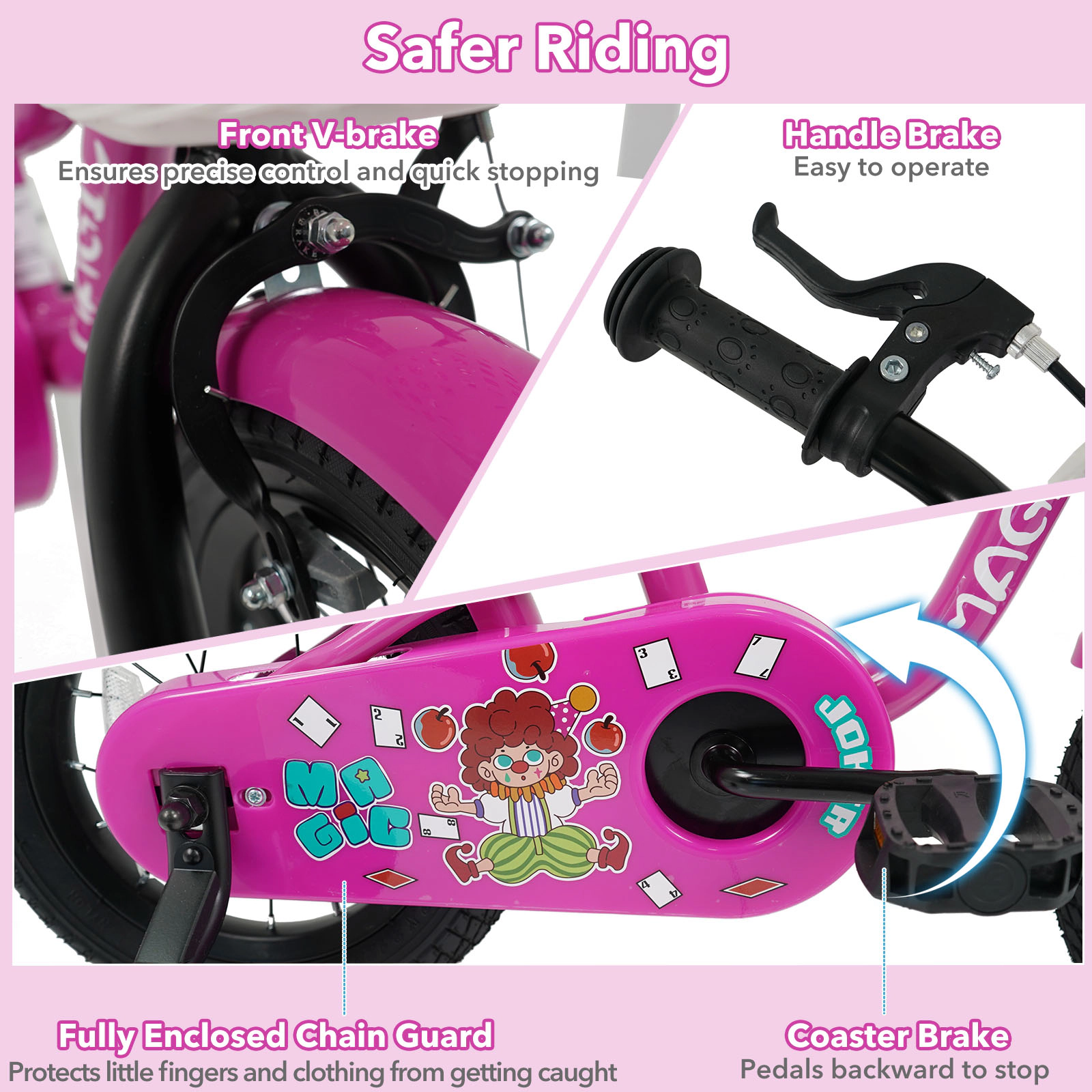 SUGIFT Detachable Training Wheels and Adjustable Saddle Kids Bike