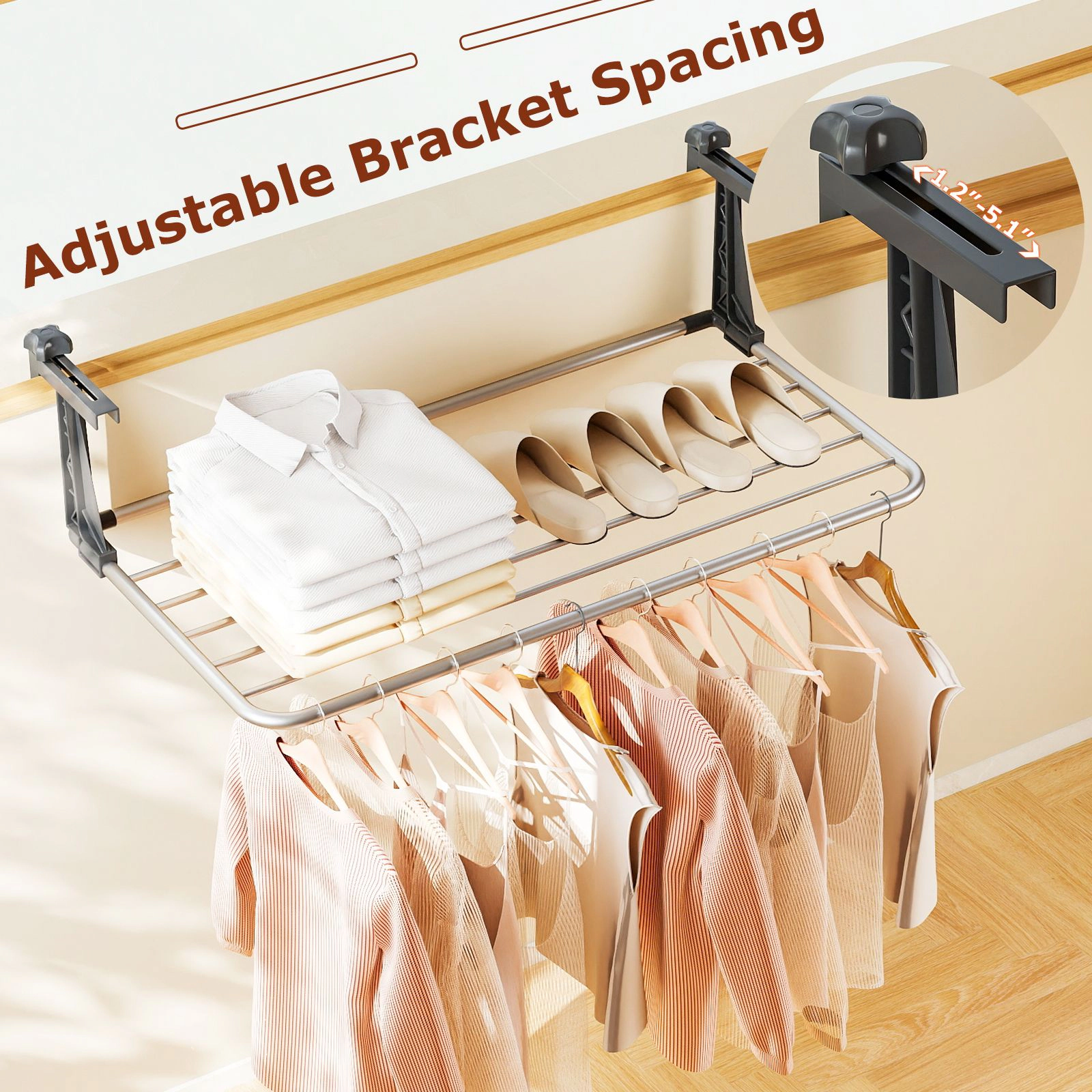 SlickBlue Portable 7-Bar Folding Clothes Drying Rack, Aluminum