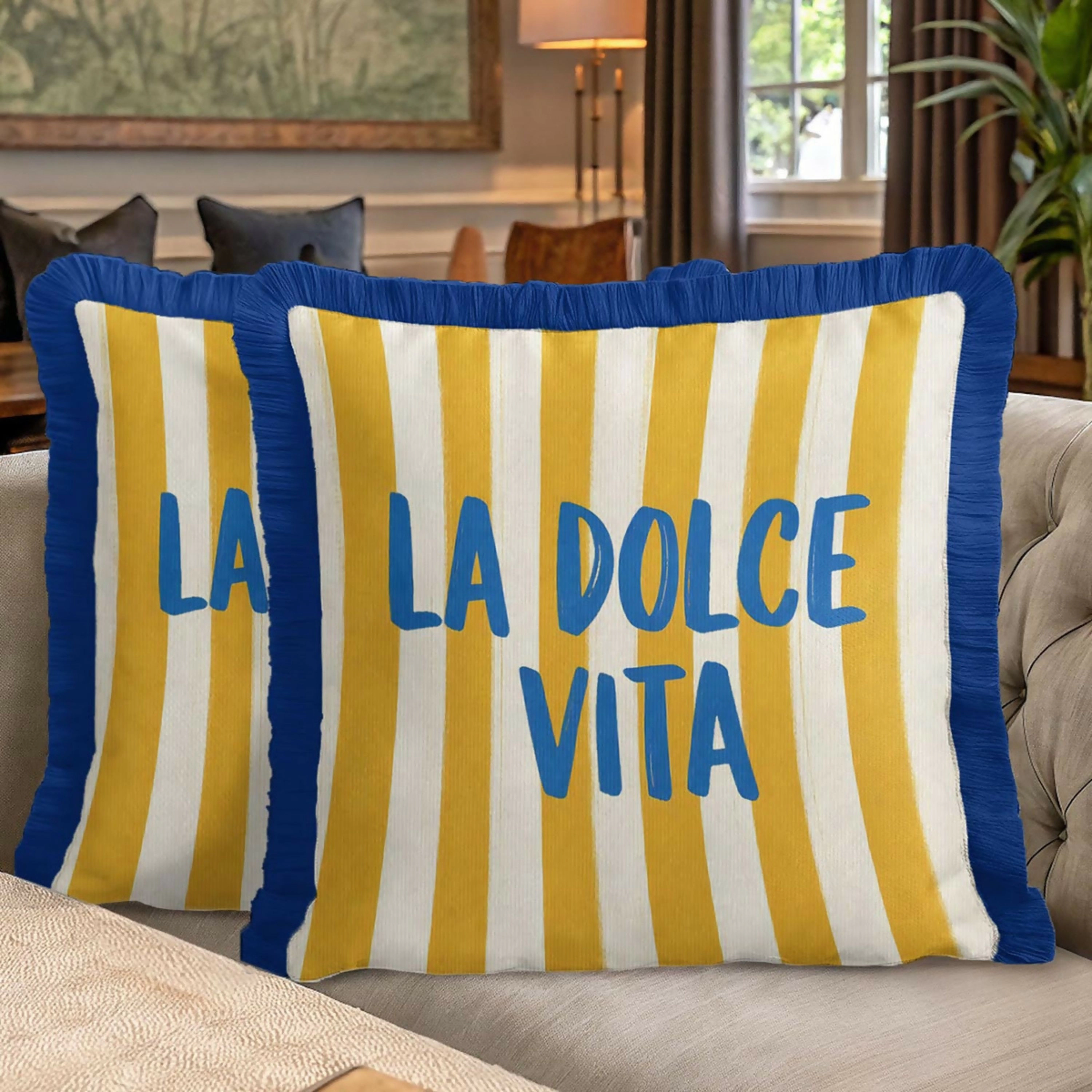 Wear Sierra Mediterranean Coastal Fringed set of 2 Throw Pillow Cover