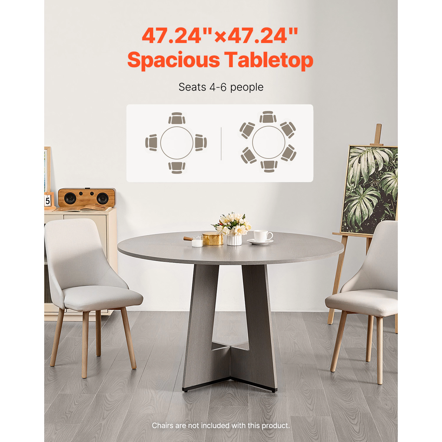 HONGGE Round Dining Table Wood for Circle Furniture Leisure Tables with Home Kitchen Living Room Only