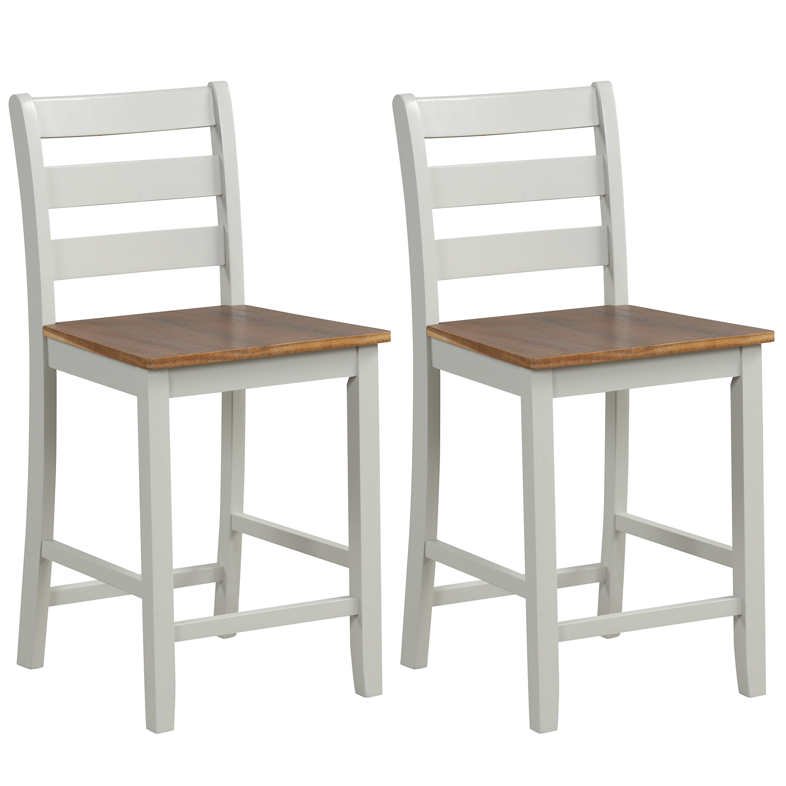 Glintex 2-Piece 24-Inch Counter Stool Set with Inclined Backrest, Gray & Walnut