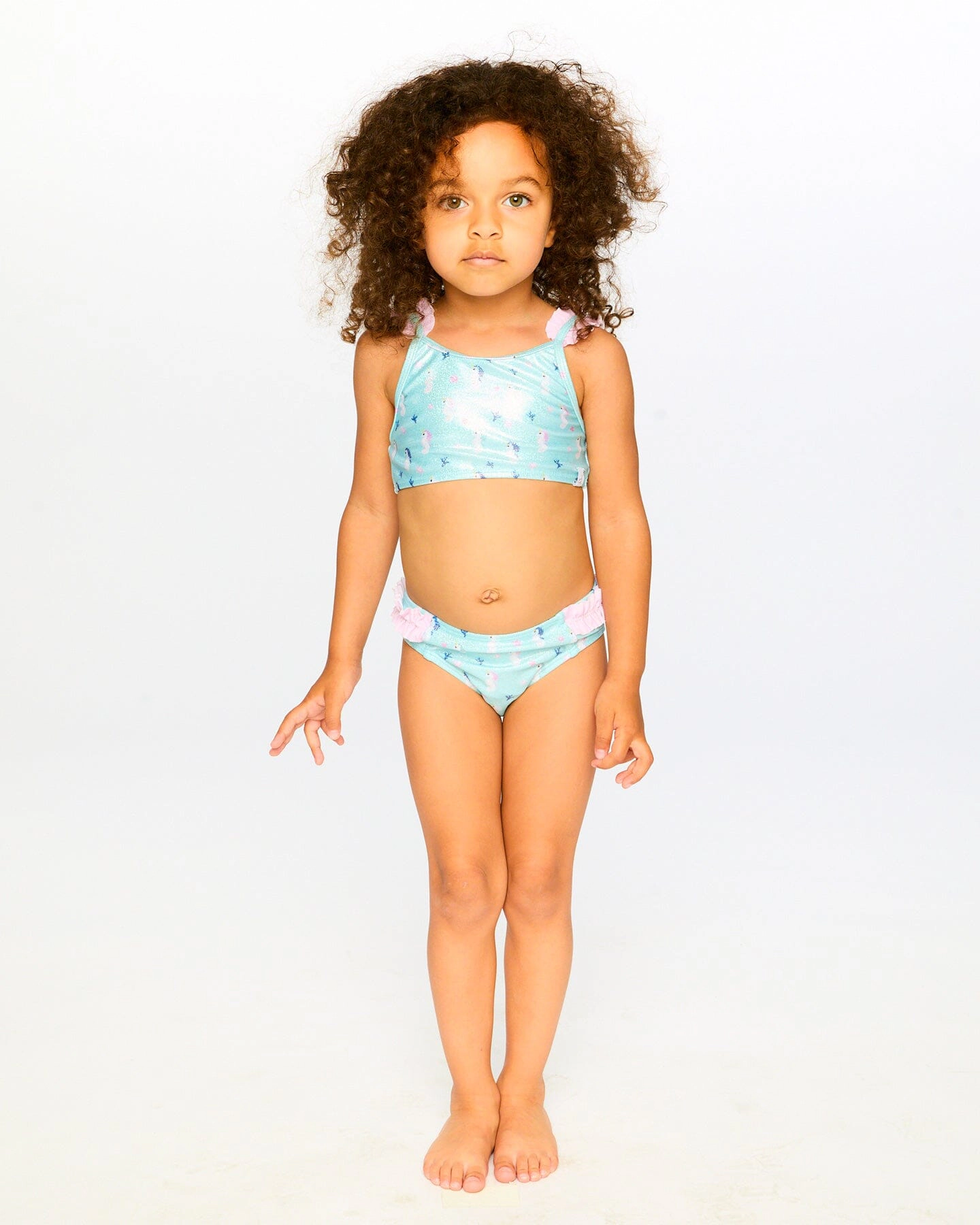 Deux par Girls Seahorse Print Top and Bottom Two-Piece Swimsuit