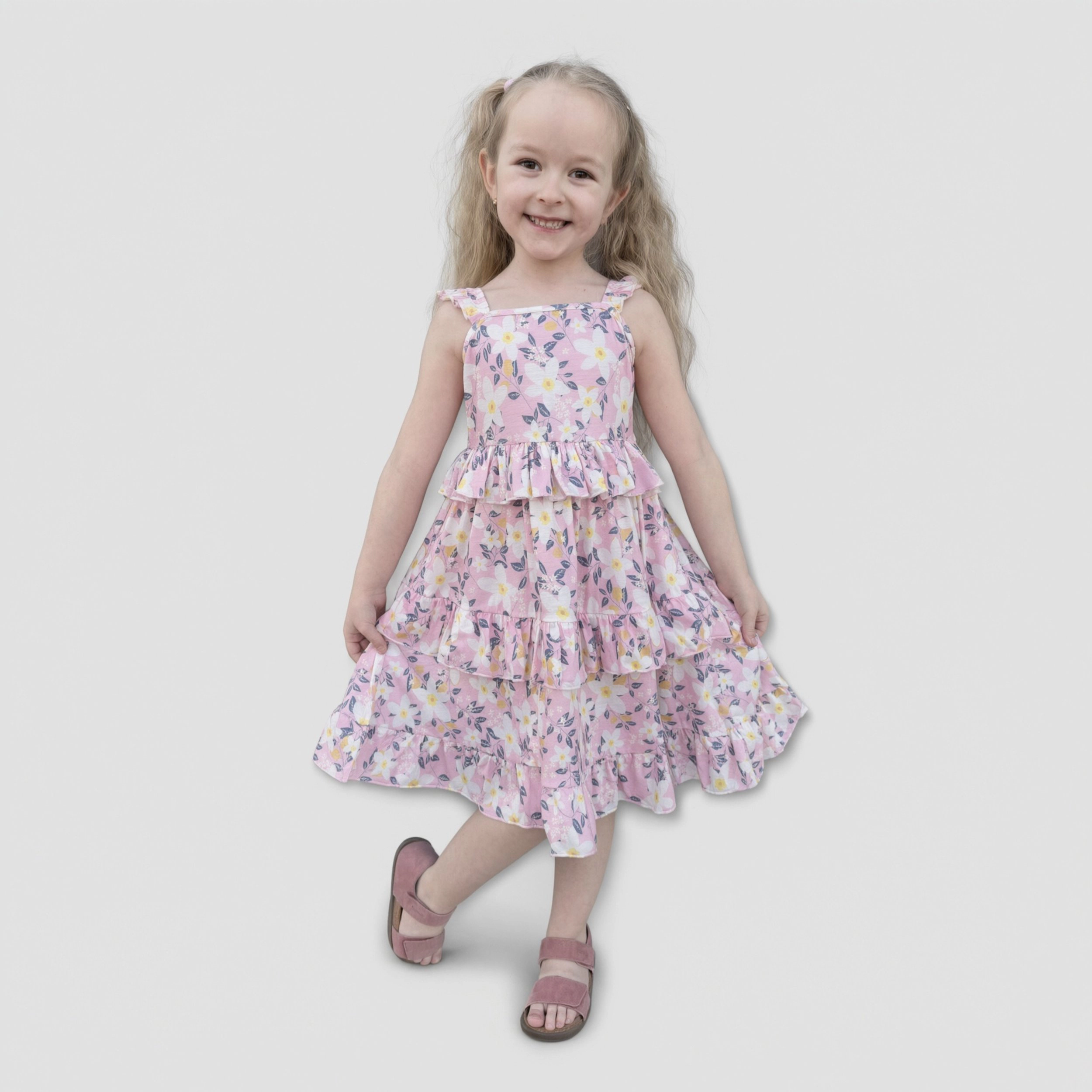 Arshiner Girls Ruffle Sleeve Sundress With Pockets Summer Casual Holiday Outing Dress