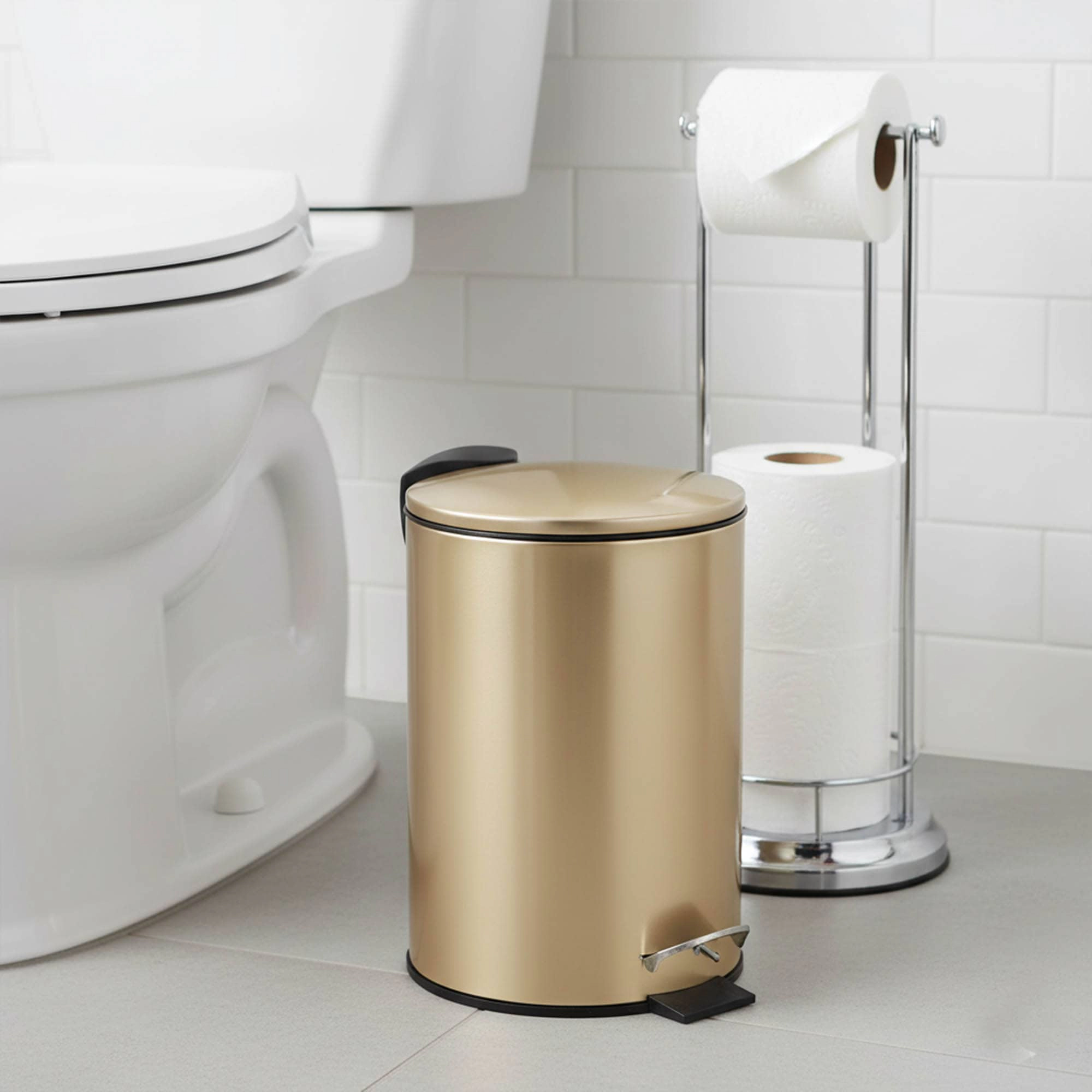 Evideco French Home Goods Brushed Gold 3 L Soft-Close Pedal Trash Can
