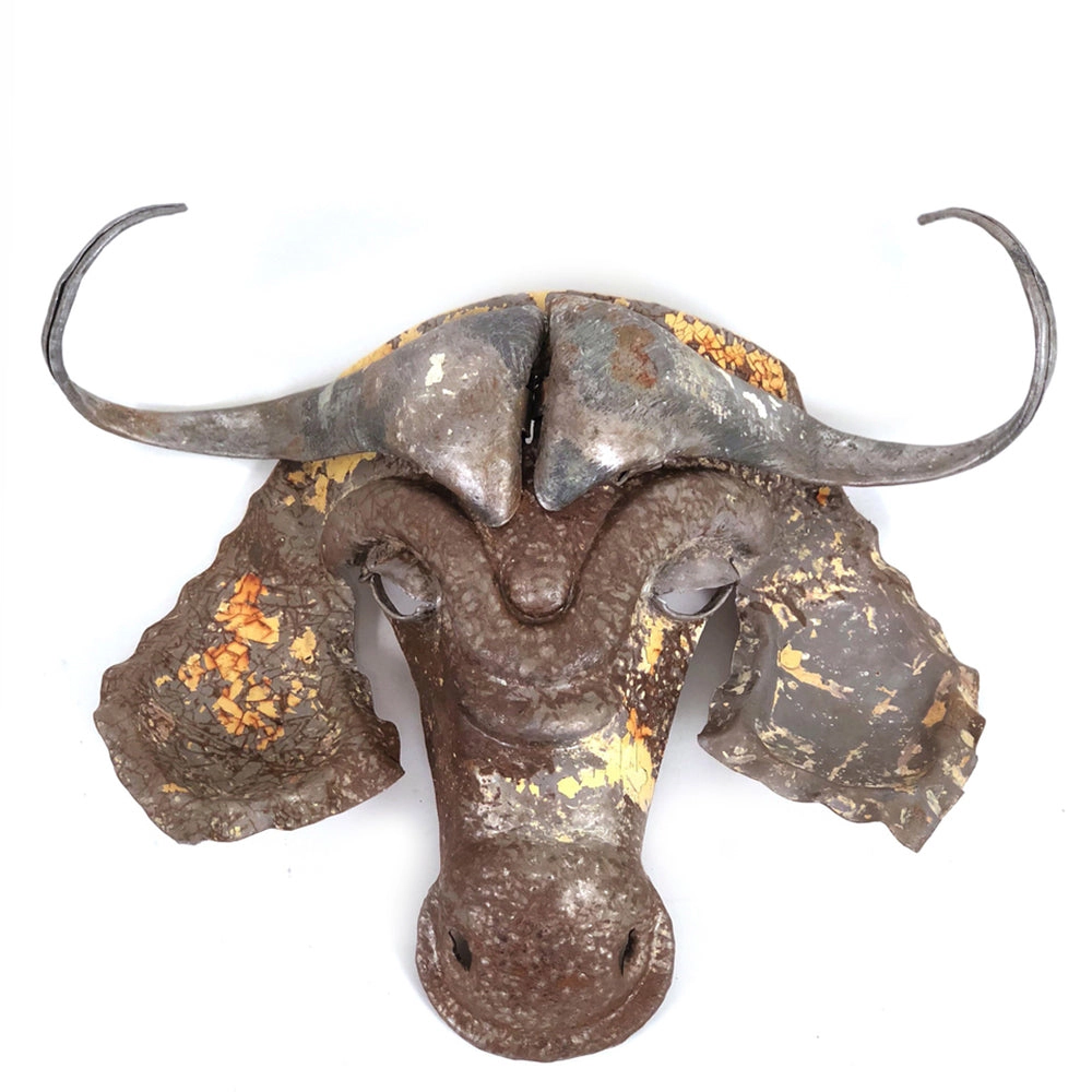 Mbare Buffalo Animal Mask Recycled Metal Wall Art