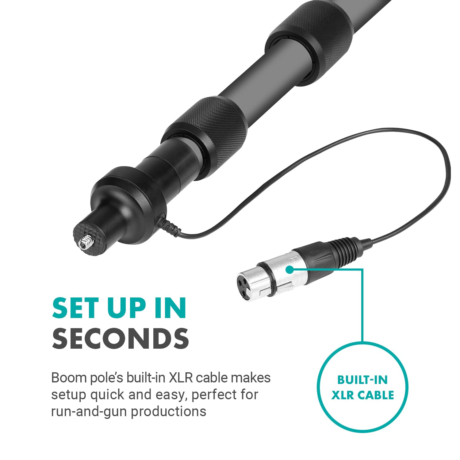 Movo Boom Mic Bundle - Shotgun Microphone with Telescoping Boom Pole and XLR Cable