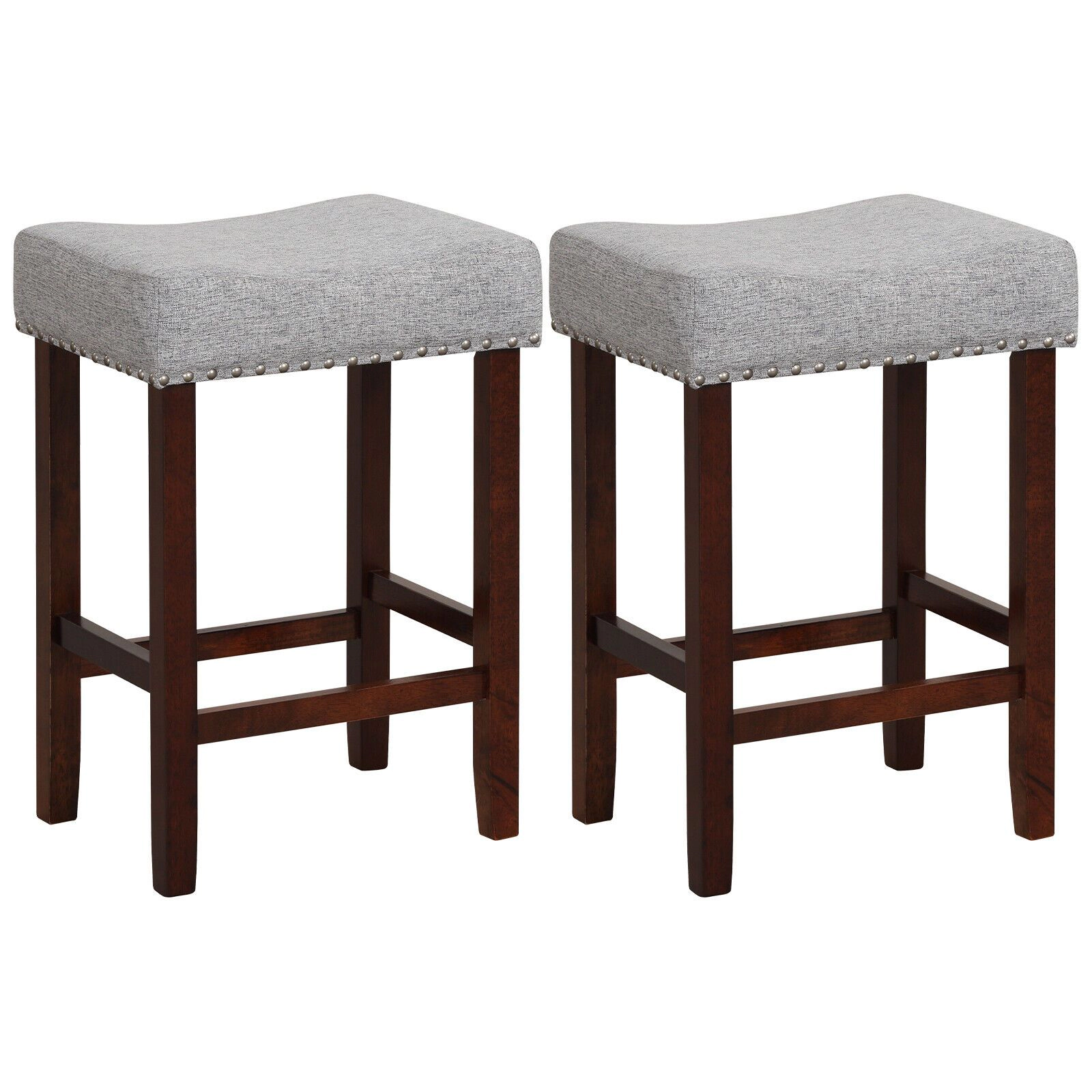 SlickBlue Set of 2 Backless Counter Height Stools 24" Saddle Seat