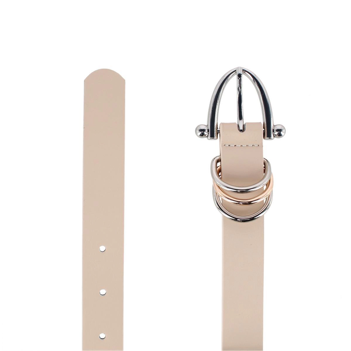 CTM Women's Skinny Dress Belt with Triple Ring Detail