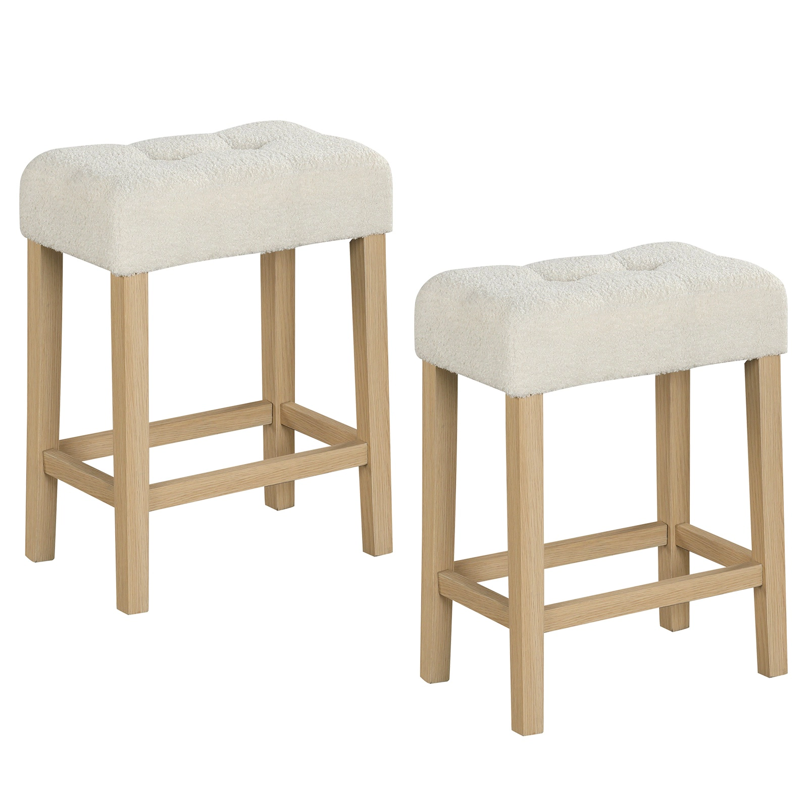 Glintex 2-Piece 24-Inch Backless Counter Stool Set with Sherpa Fabric Seat
