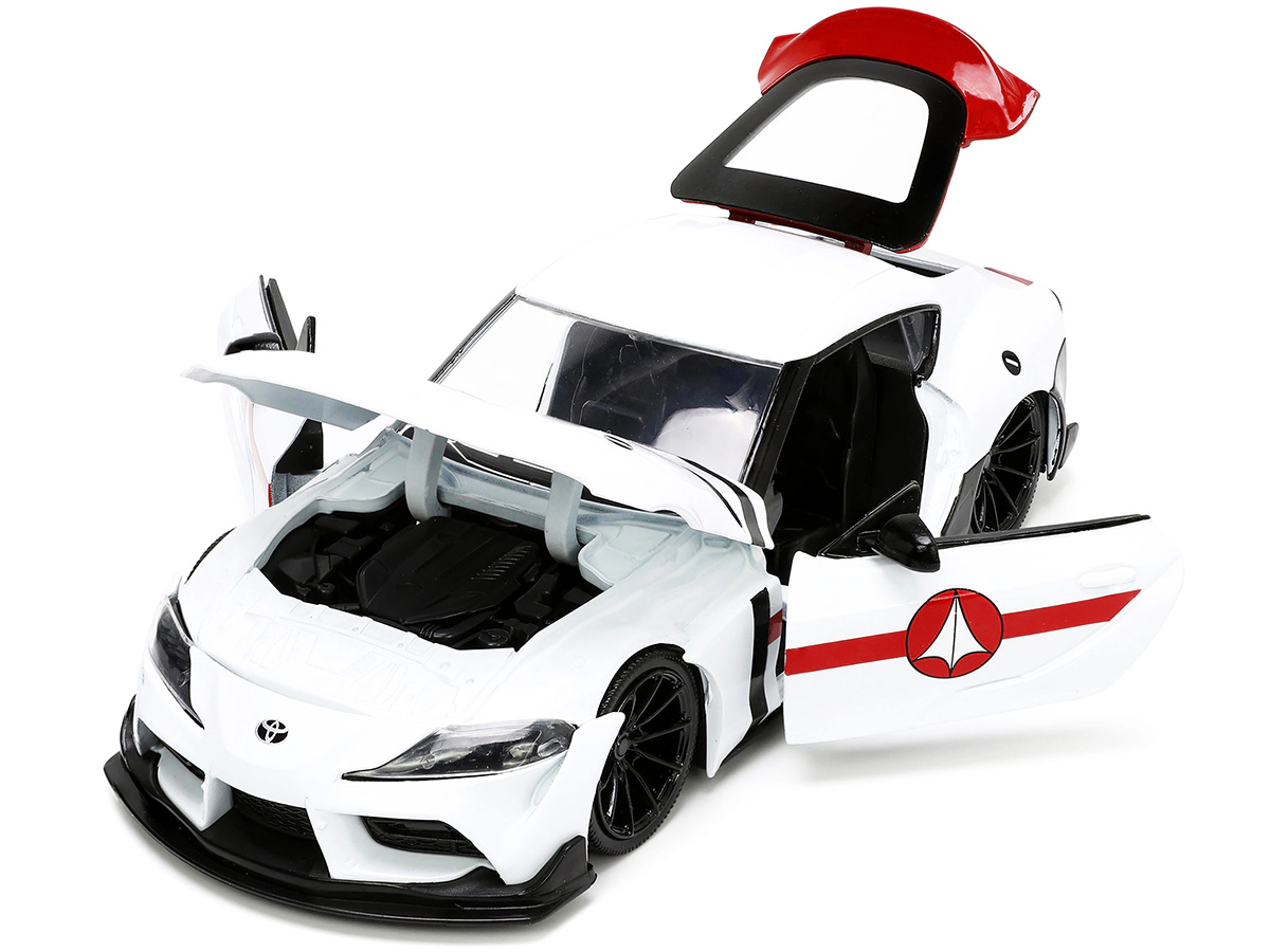 Jada 2020 Toyota Supra White and Rick Hunter Diecast Figurine "Robotech" "Hollywood Rides" Series 1/24 Diecast
