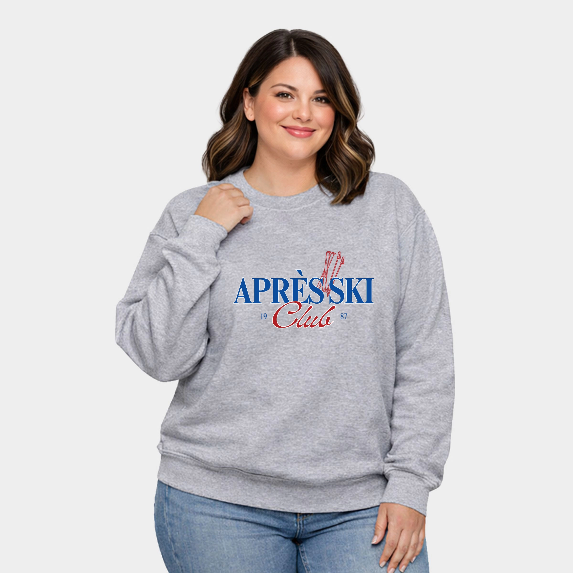 Simply Sage Market - Women's Plus Sized Graphic Sweatshirt Après Skis and Poles