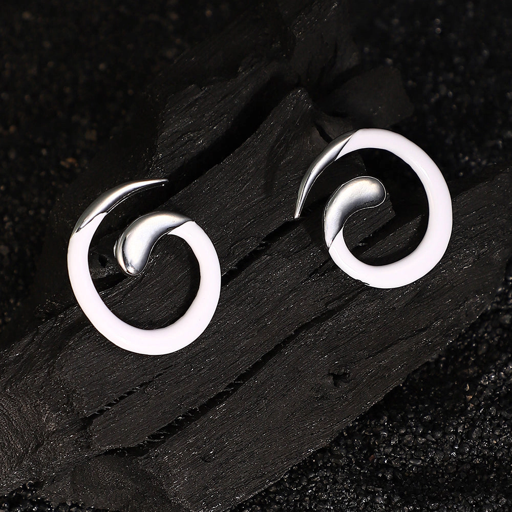 SOHI Women's The Enamel-Spirale Stud Earrings - Metallic Silver