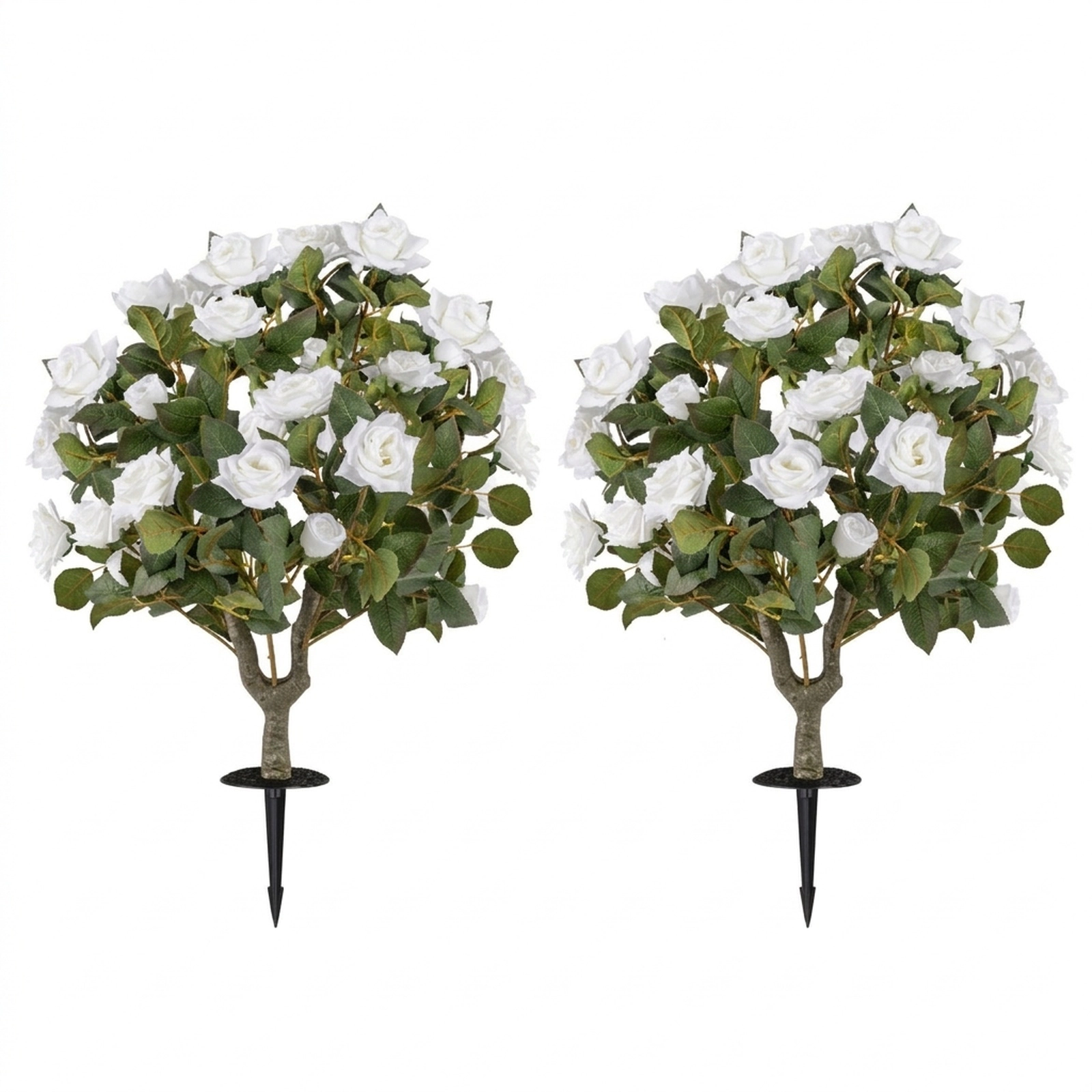 SUGIFT Artificial Rose Flower Trees with Spikes and 18 White Flowers White and Green