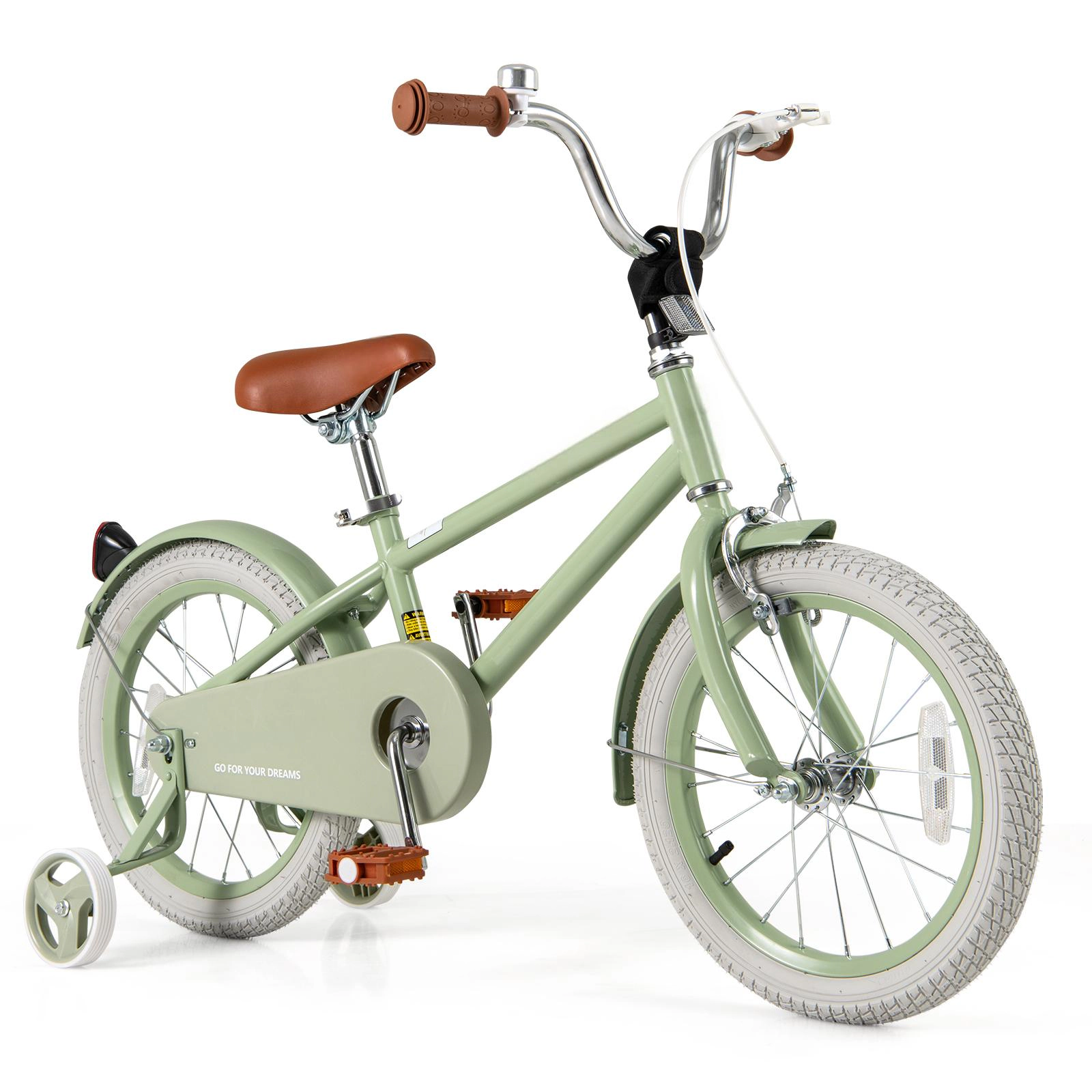 SUGIFT Green Adjustable Handlebar Saddle and Removable Training Wheels Kids Bike