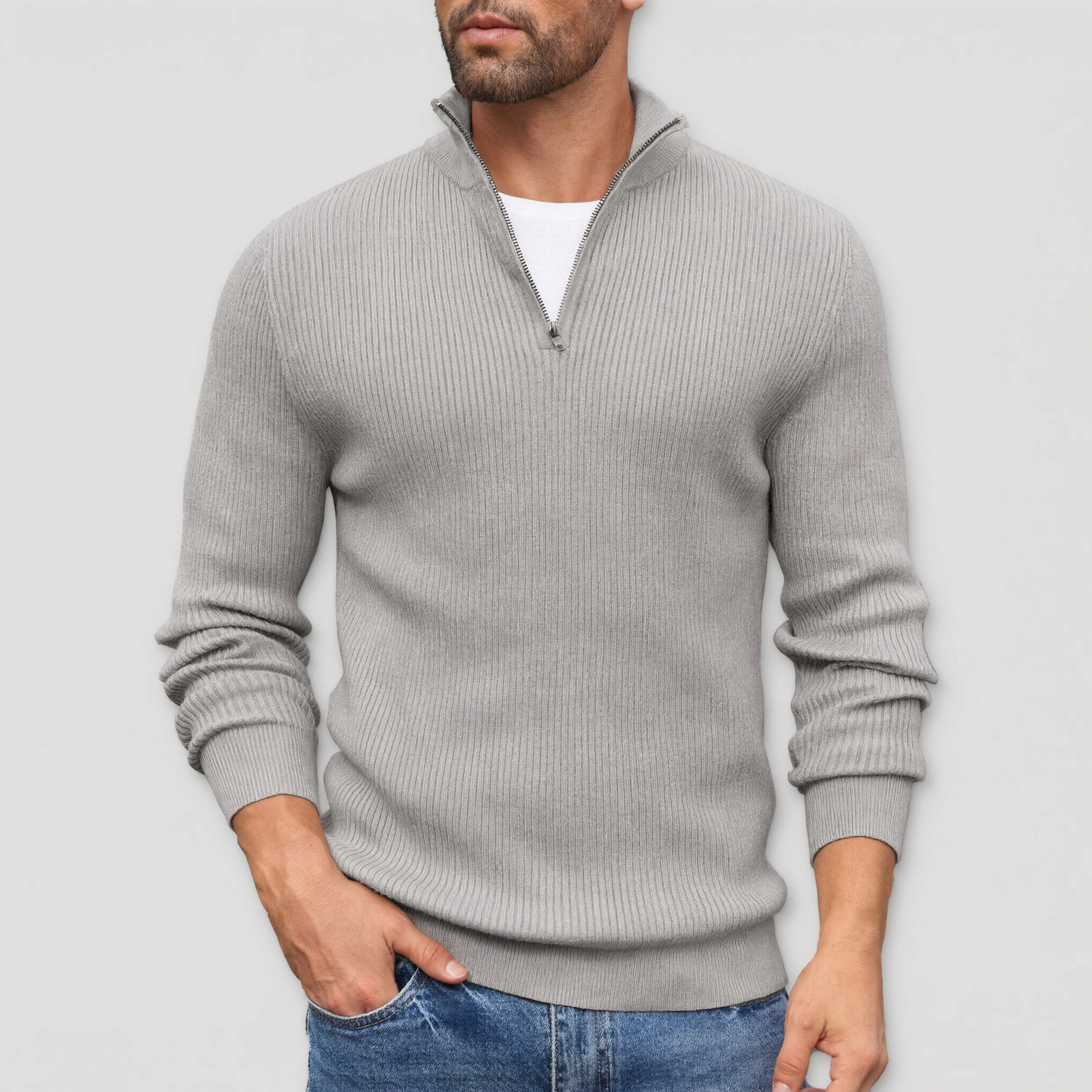COOFANDY Men's Regular Fit Mock Neck Quarter Zip Pullover Sweater