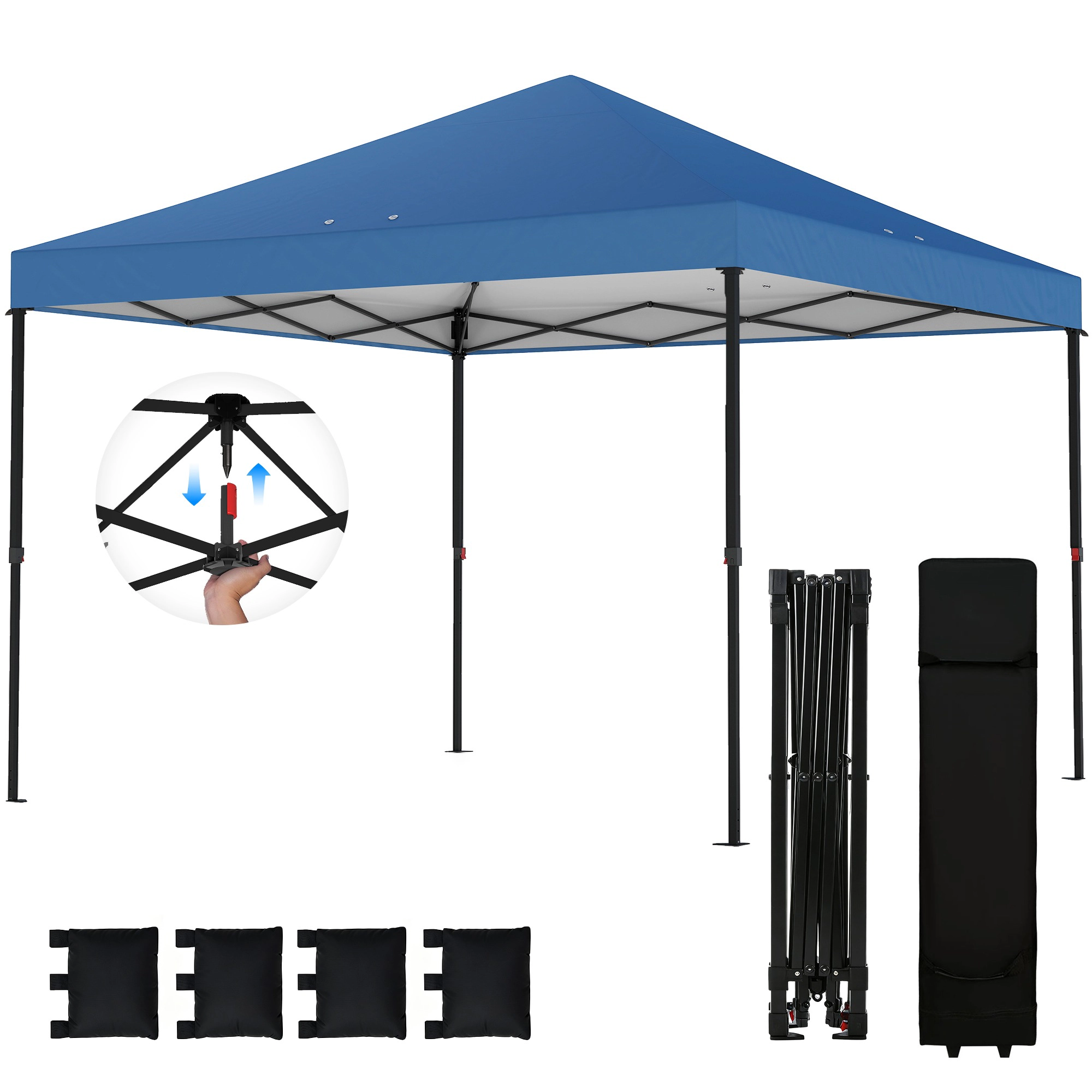 HONGGE 10 x ft Pop Up Canopy Tent with One Push Setup Outdoor Portable Instant Shelter w/ Roller Bag