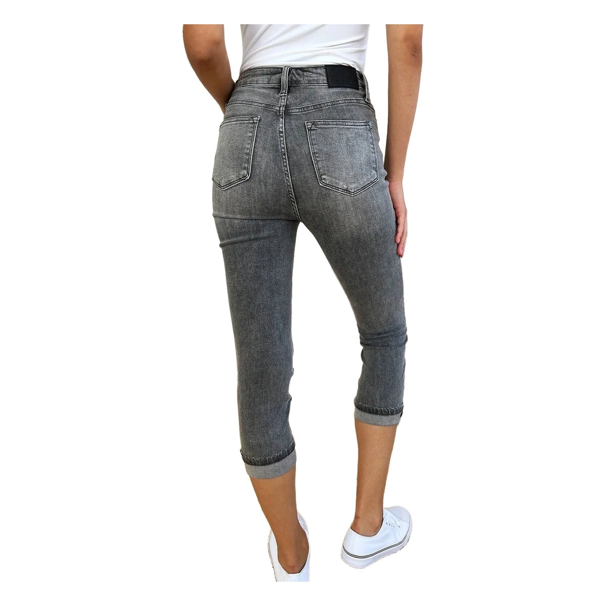Judy Blue Full Button Fly High Waist Cuffed Capris
