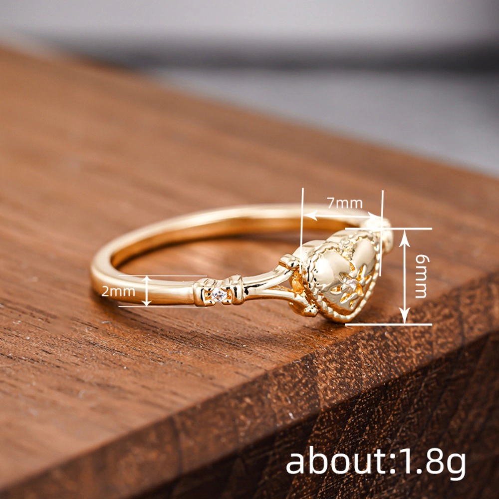 Delicate Gold Color Heart Ring Fashion Love Jewelry with Cubic Zirconia