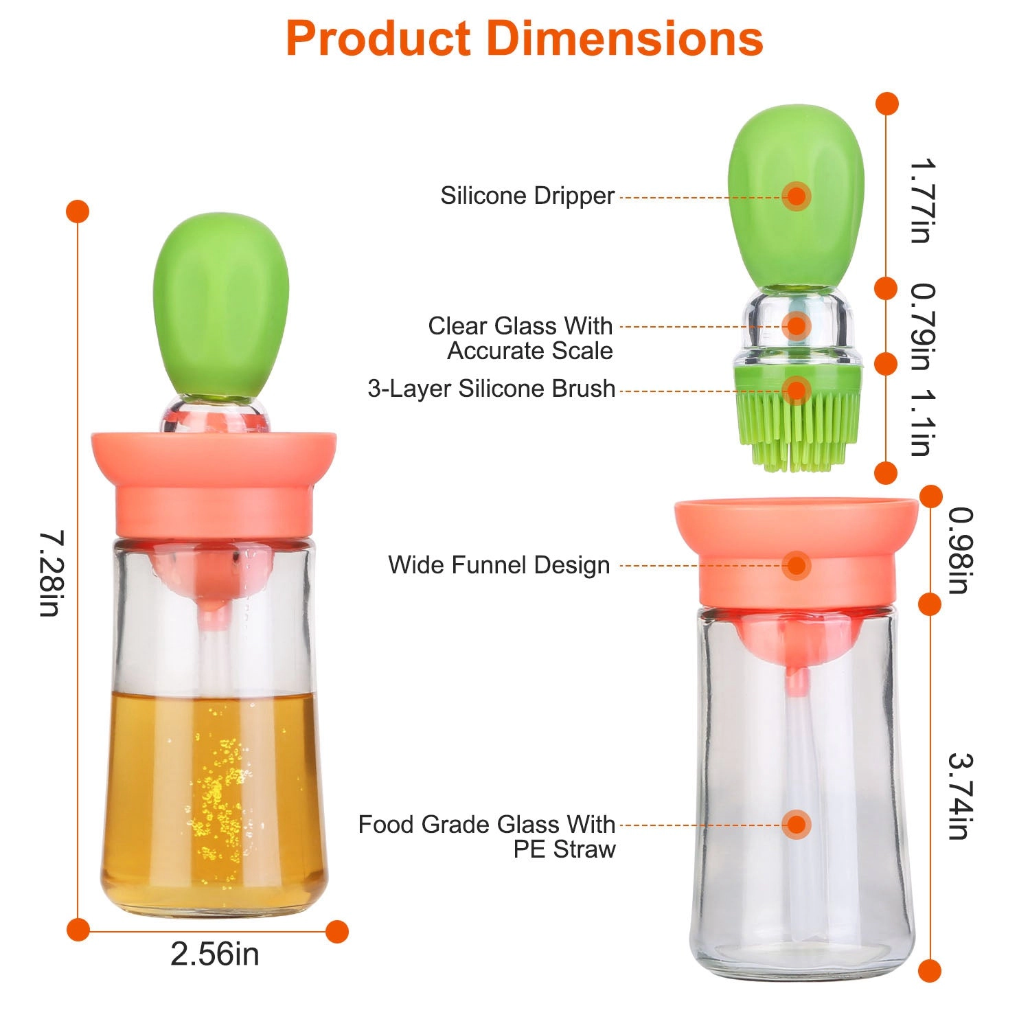 GBruno 2-in-1 Glass Oil Dispenser With Brush