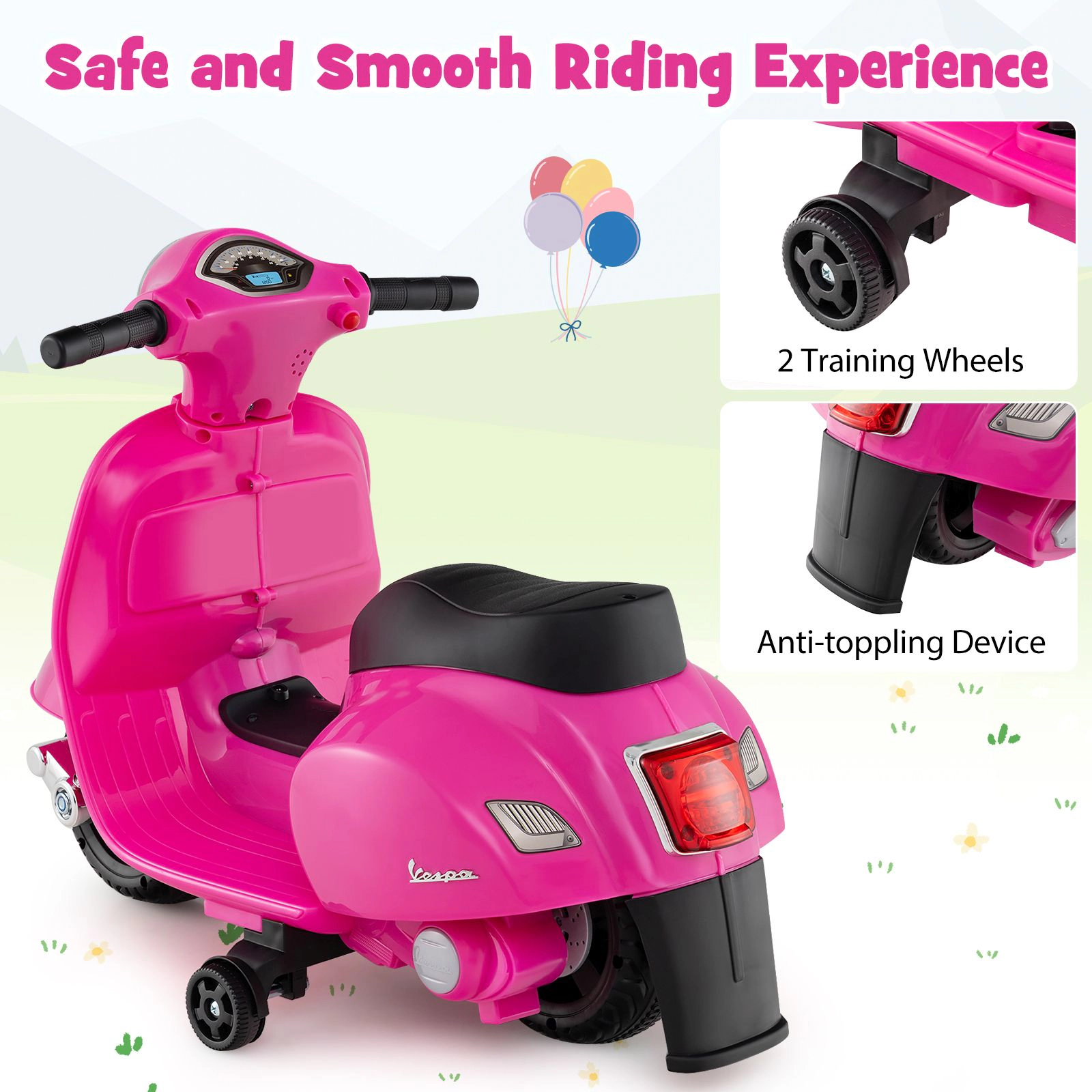 SlickBlue 6V Battery Powered Toddler Ride On Bike with Horn Sound and Foot Pedal