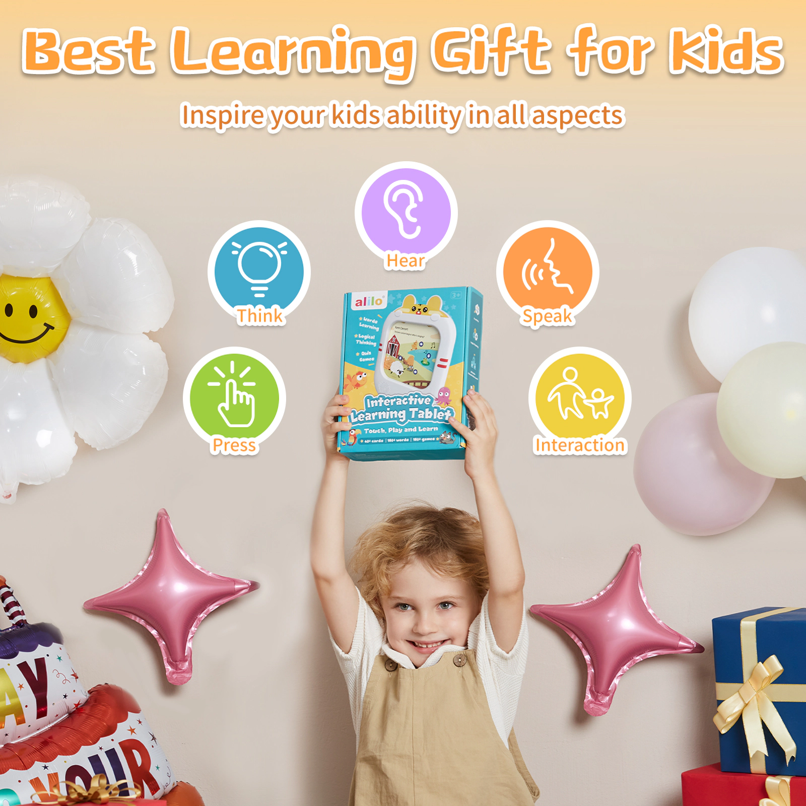 Alilo Interactive Learning Tablet – Screen-Free Educational Toy with 40+ Talking Cards & 180+ Words