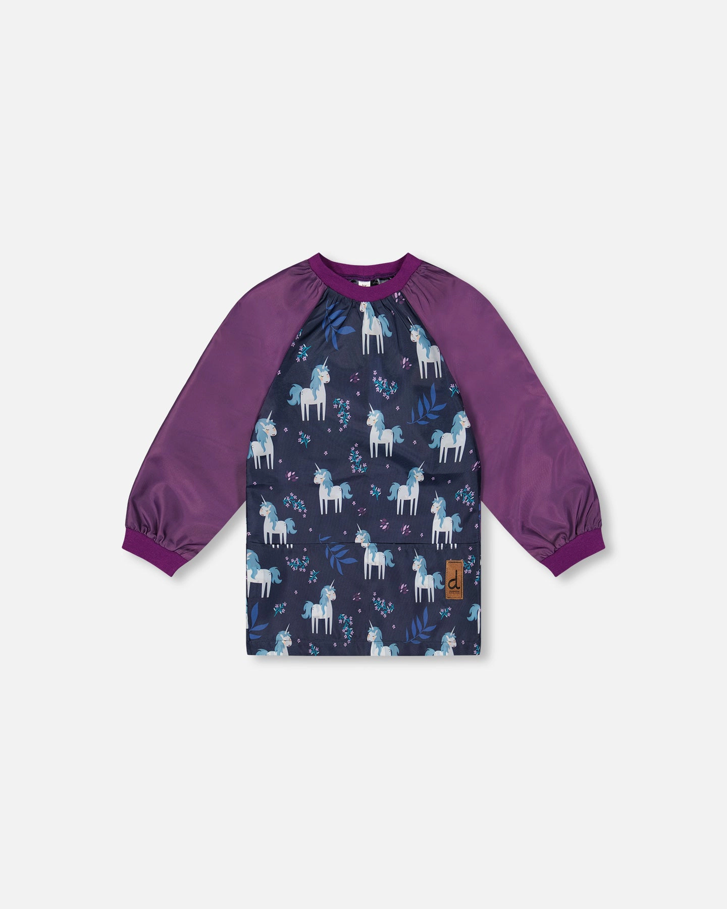 Deux par Deux Girls Water-Resistant Raglan Sleeve Unicorn Print Apron