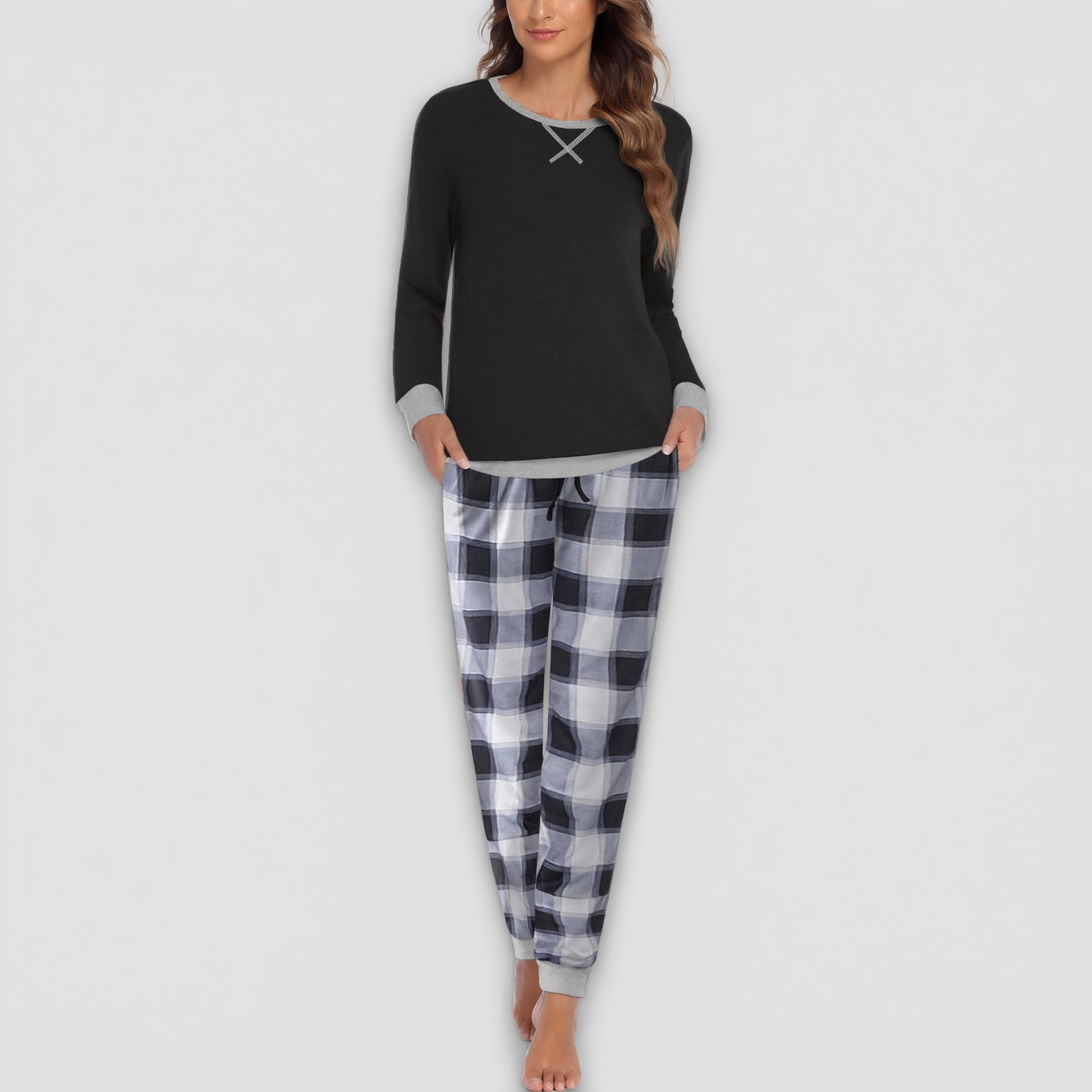 Ekouaer Women’s Long Sleeve Pajama Set 2 Piece Lounge with Pocket