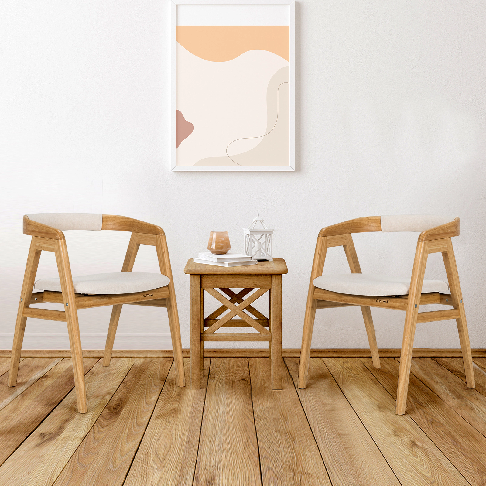 LJG Bamboo Upholstered Dining Chair with Curved Back